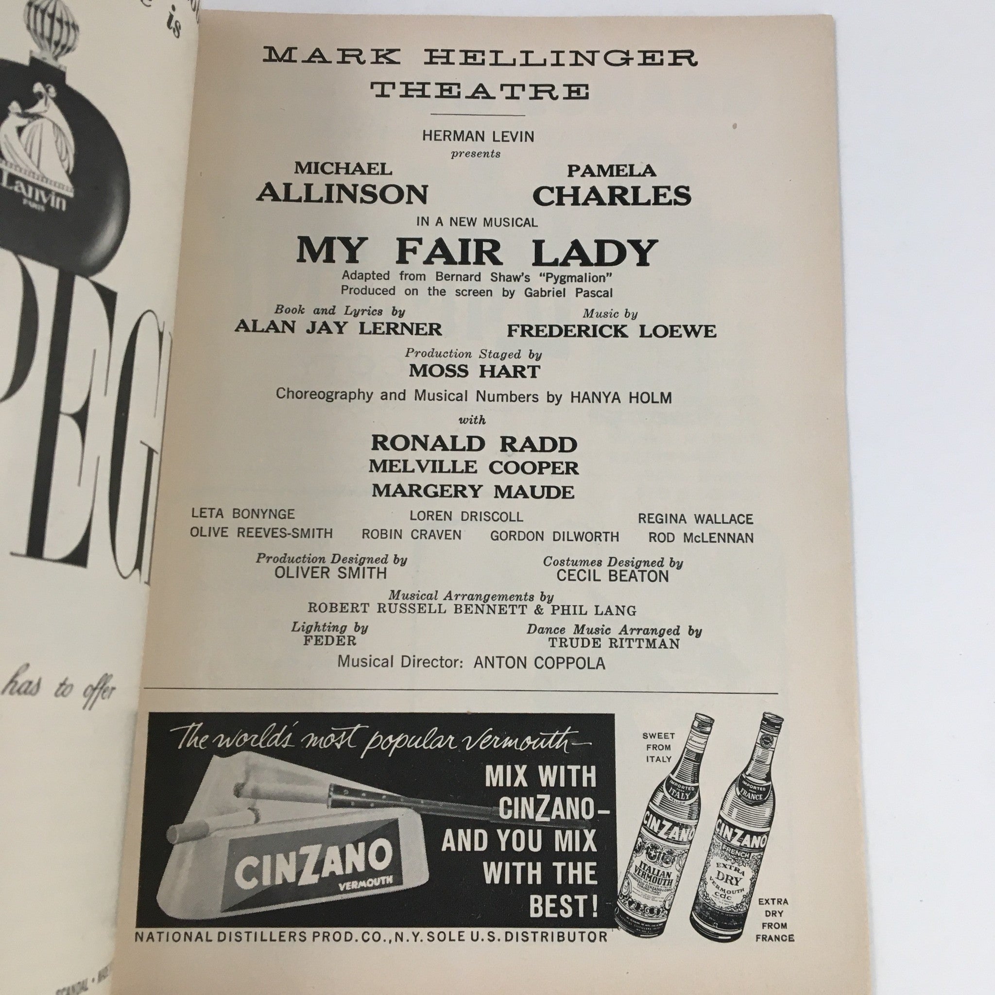 1960 Playbill Mark Hellinger Theatre Herman Levin Present My Fair Lady Musical