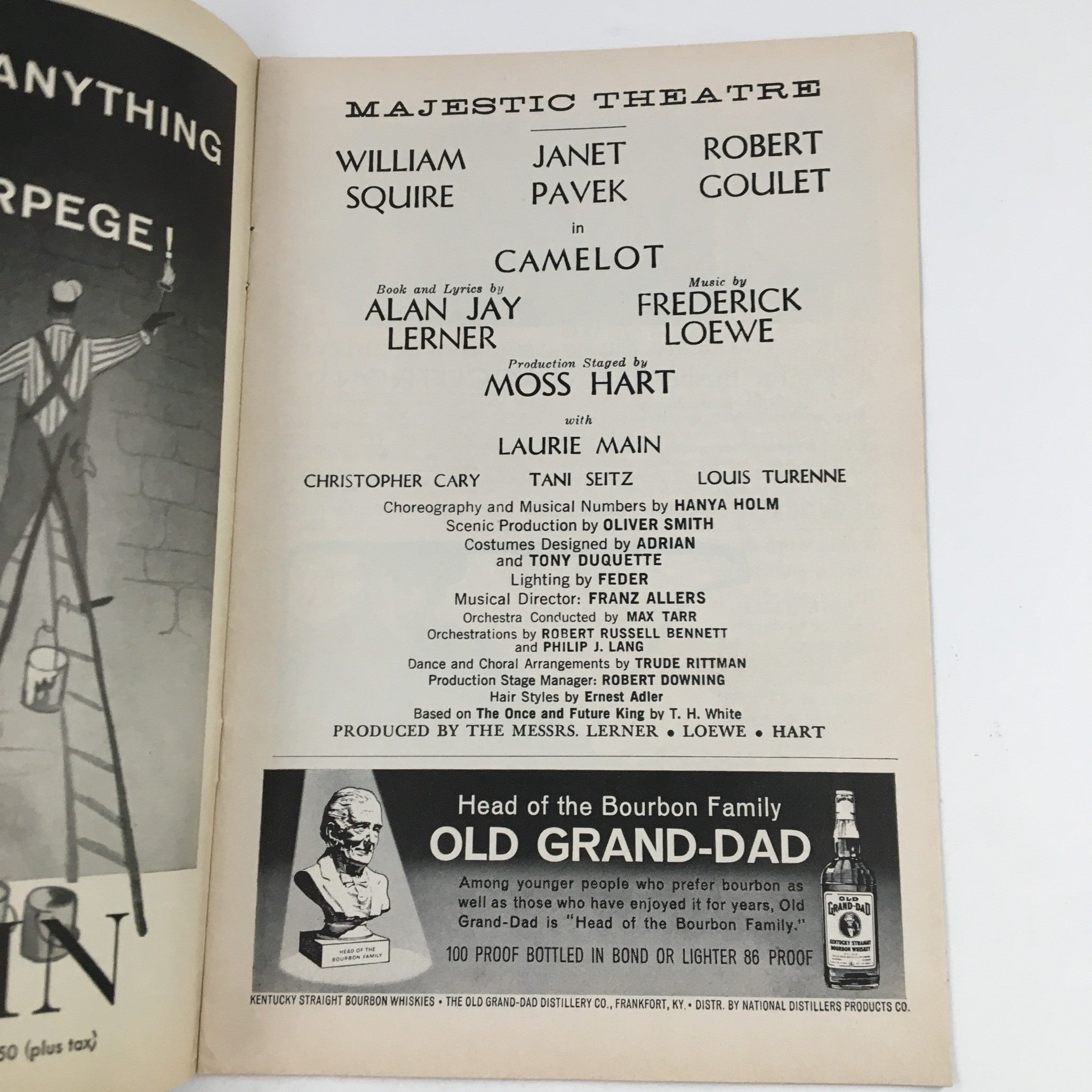 1962 Playbill Majestic Theatre Present William Squire & Janet Pavek in Camelot