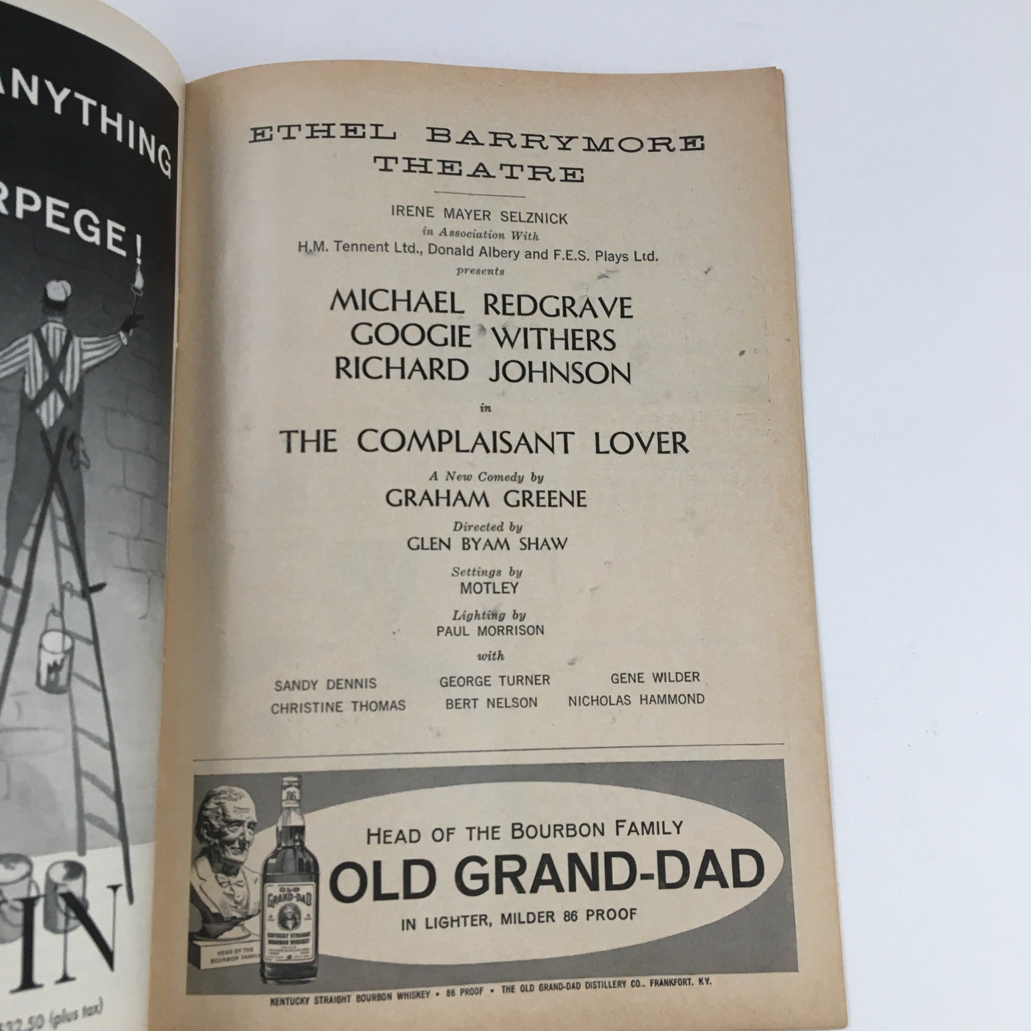 1961 Playbill Ethel Barrymore Theatre Present The Complaisant Lover