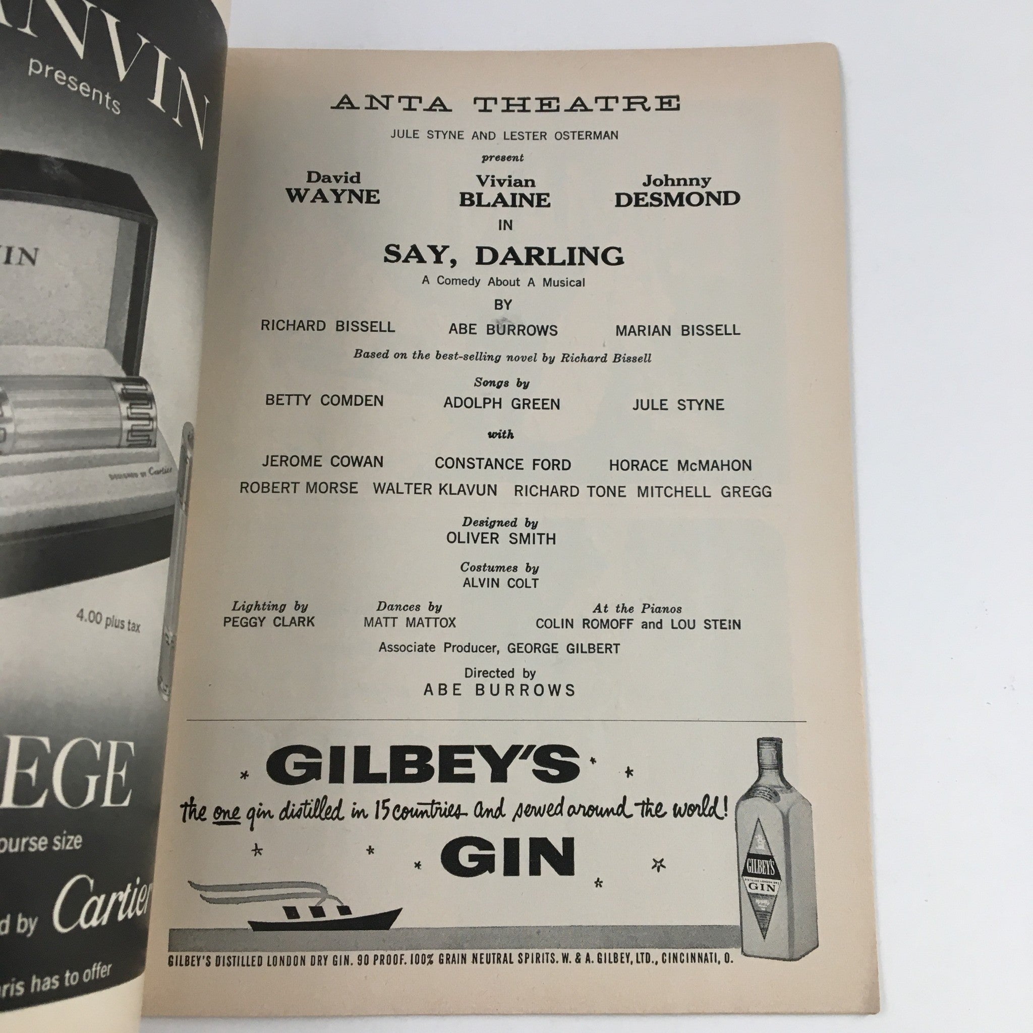 1958 Playbill Anta Theatre Present David Wayne in Say, Darling A New Musical