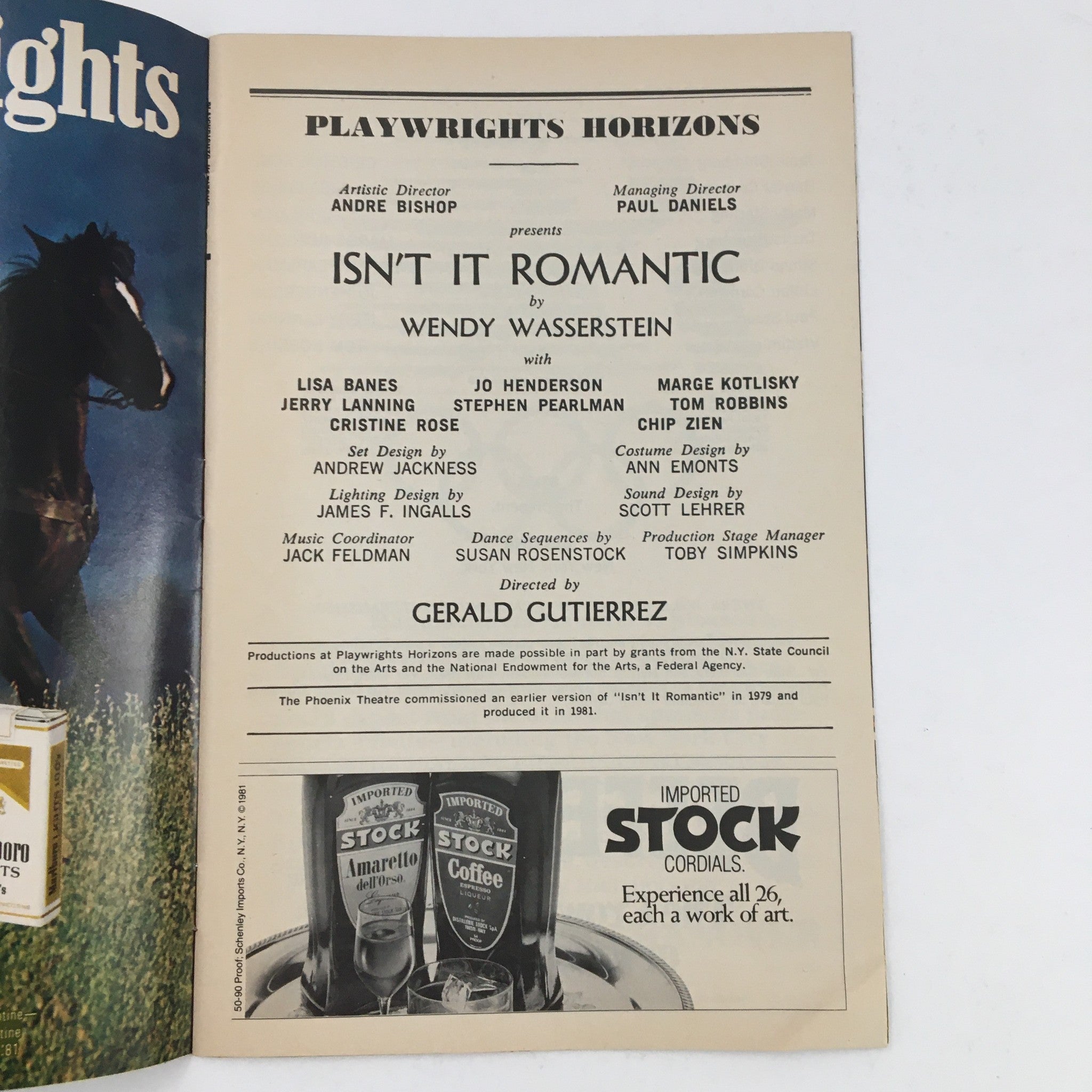 1984 Showbill Playwright Horizons Presents Isn't It Romantic by Wendy Wassertein