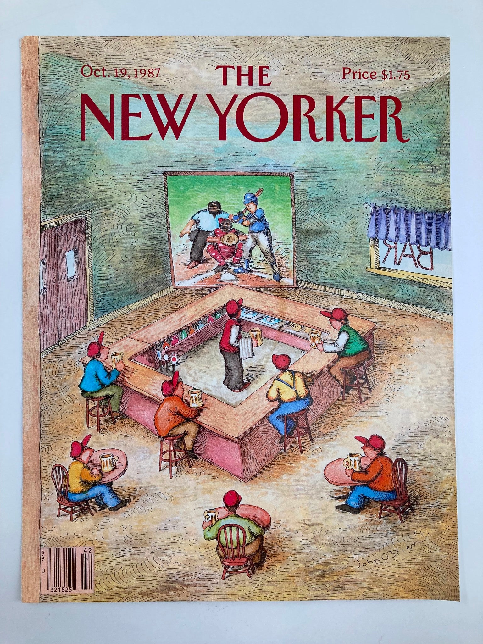 COVER ONLY The New Yorker October 19 1987 Baseball Game by John O'Brien No Label