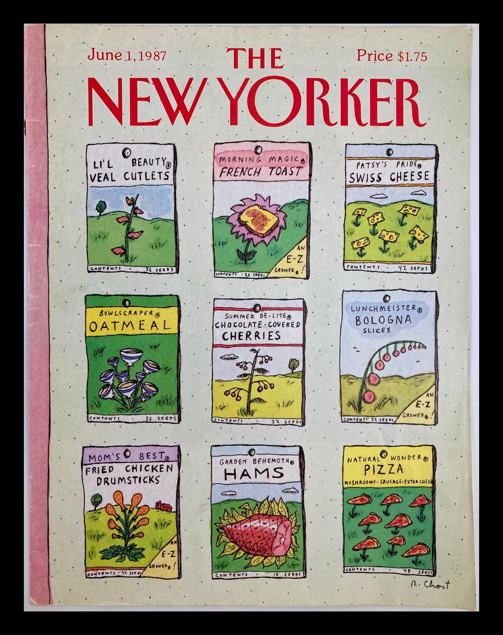 COVER ONLY The New Yorker June 1 1987 Pocket Food Seeds by Roz Chast No Label