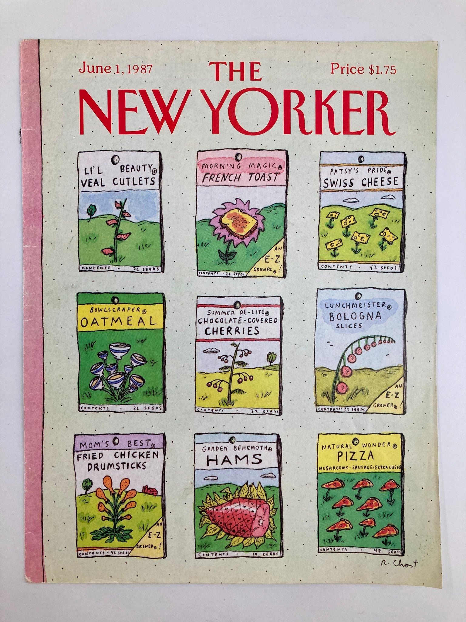 COVER ONLY The New Yorker June 1 1987 Pocket Food Seeds by Roz Chast No Label