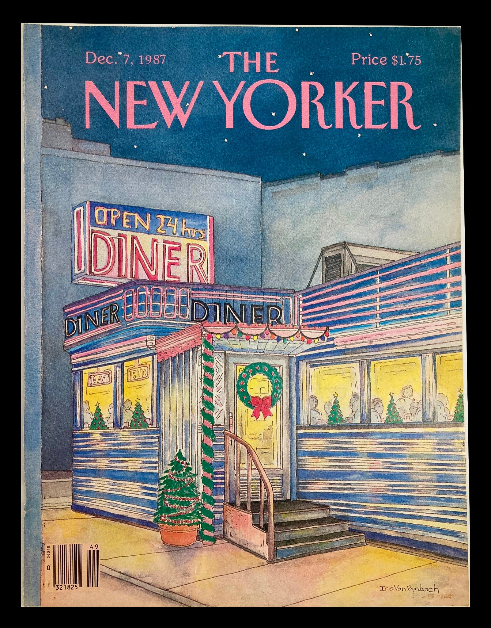 COVER ONLY The New Yorker December 7 1987 Open 24hrs Diner by Iris Van Rynbach