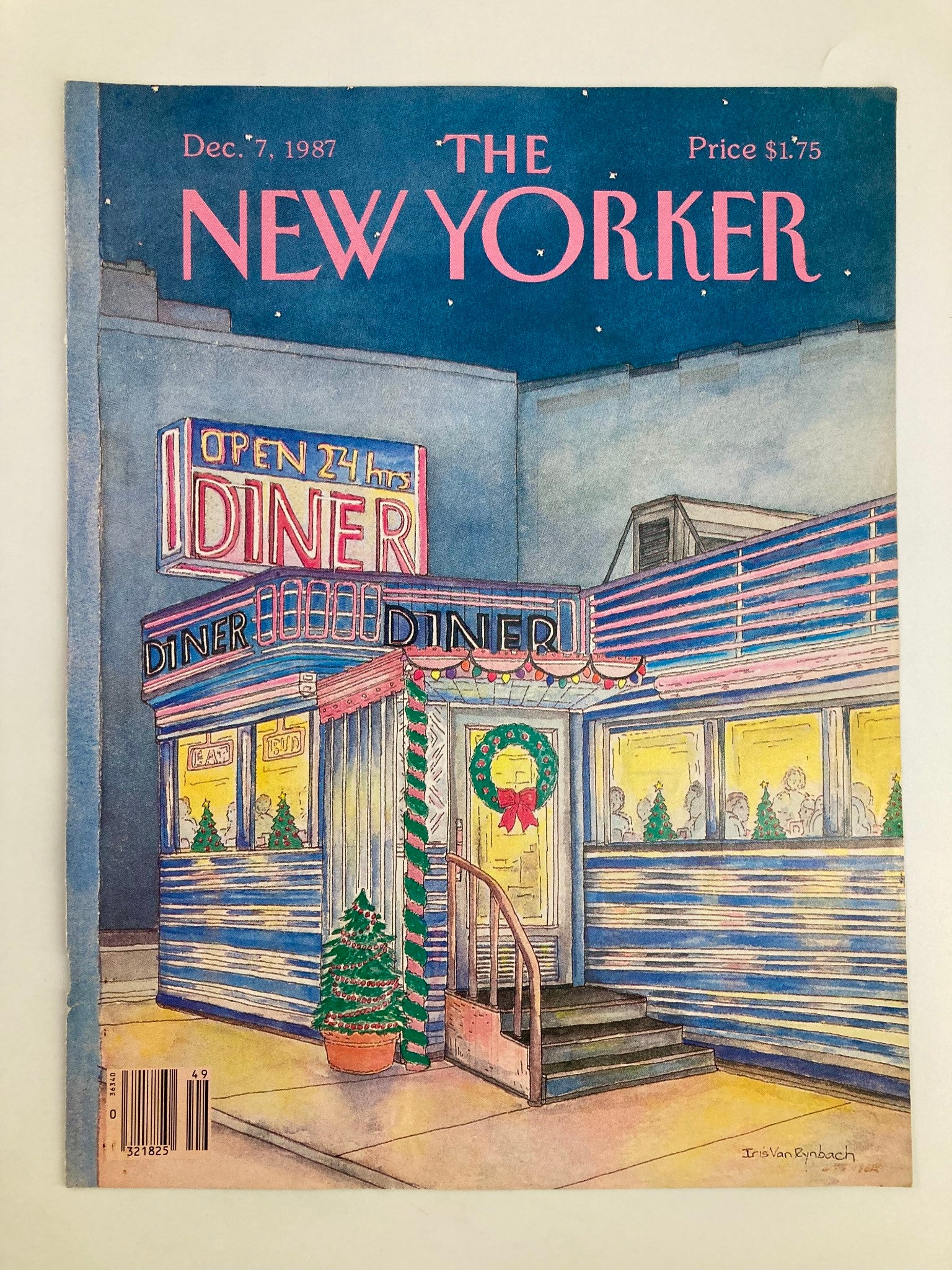 COVER ONLY The New Yorker December 7 1987 Open 24hrs Diner by Iris Van Rynbach