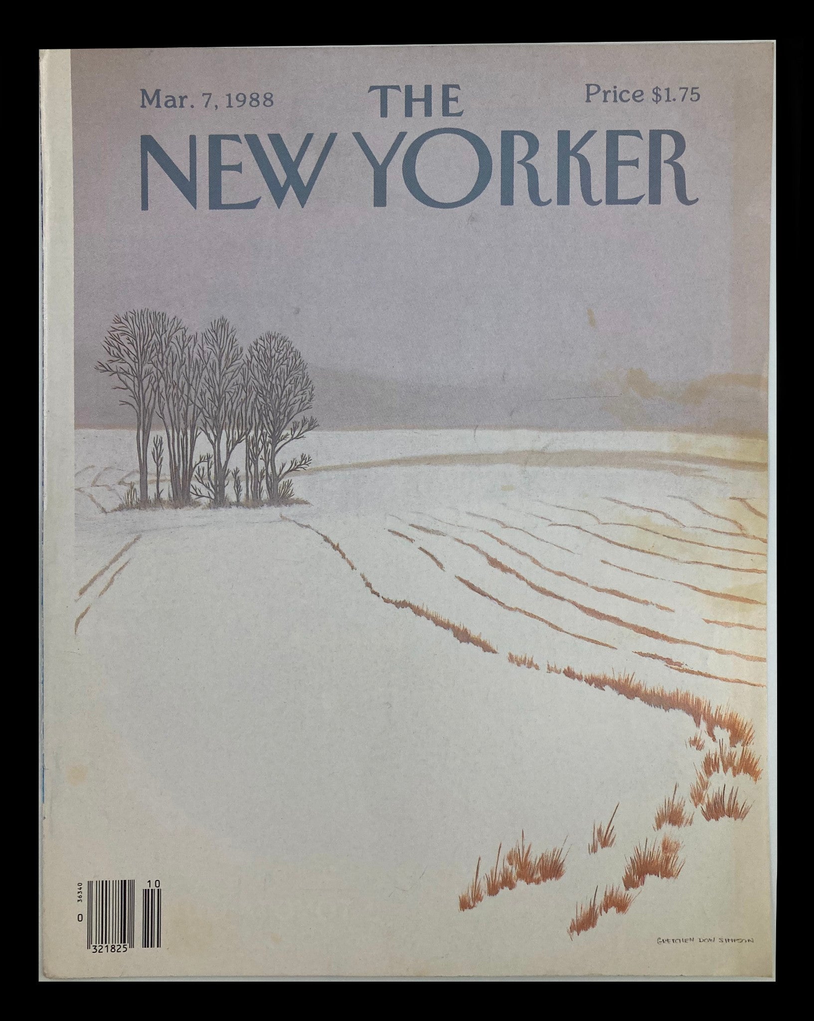 COVER ONLY The New Yorker March 7 1988 White Pasture by Gretchen Dow Simpson