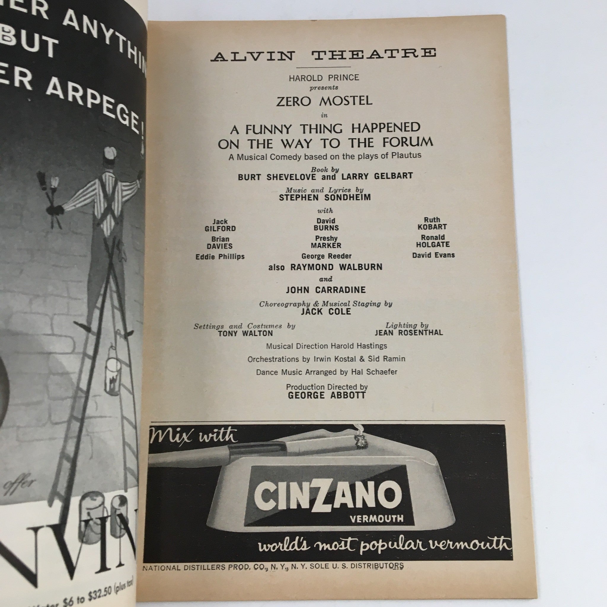 1962 Playbill Alvin Theatre in Funny Thing Happened On The Way To The Forum