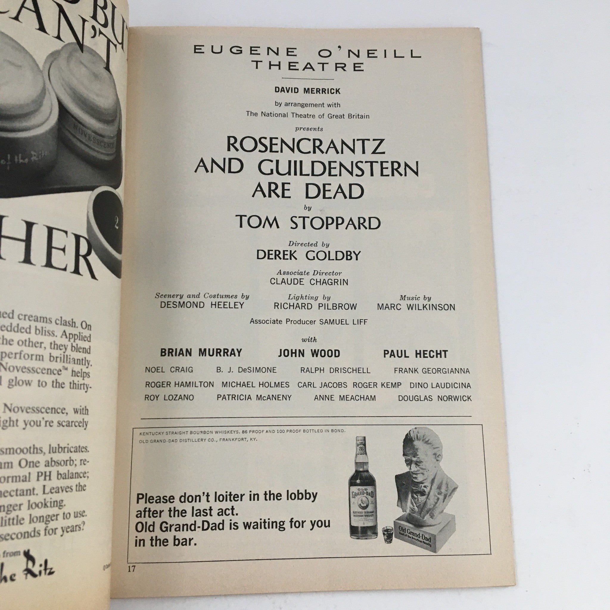 1968 Playbill Eugene O'Neill Theatre Rosencrantz and Guildernstern Are Dead