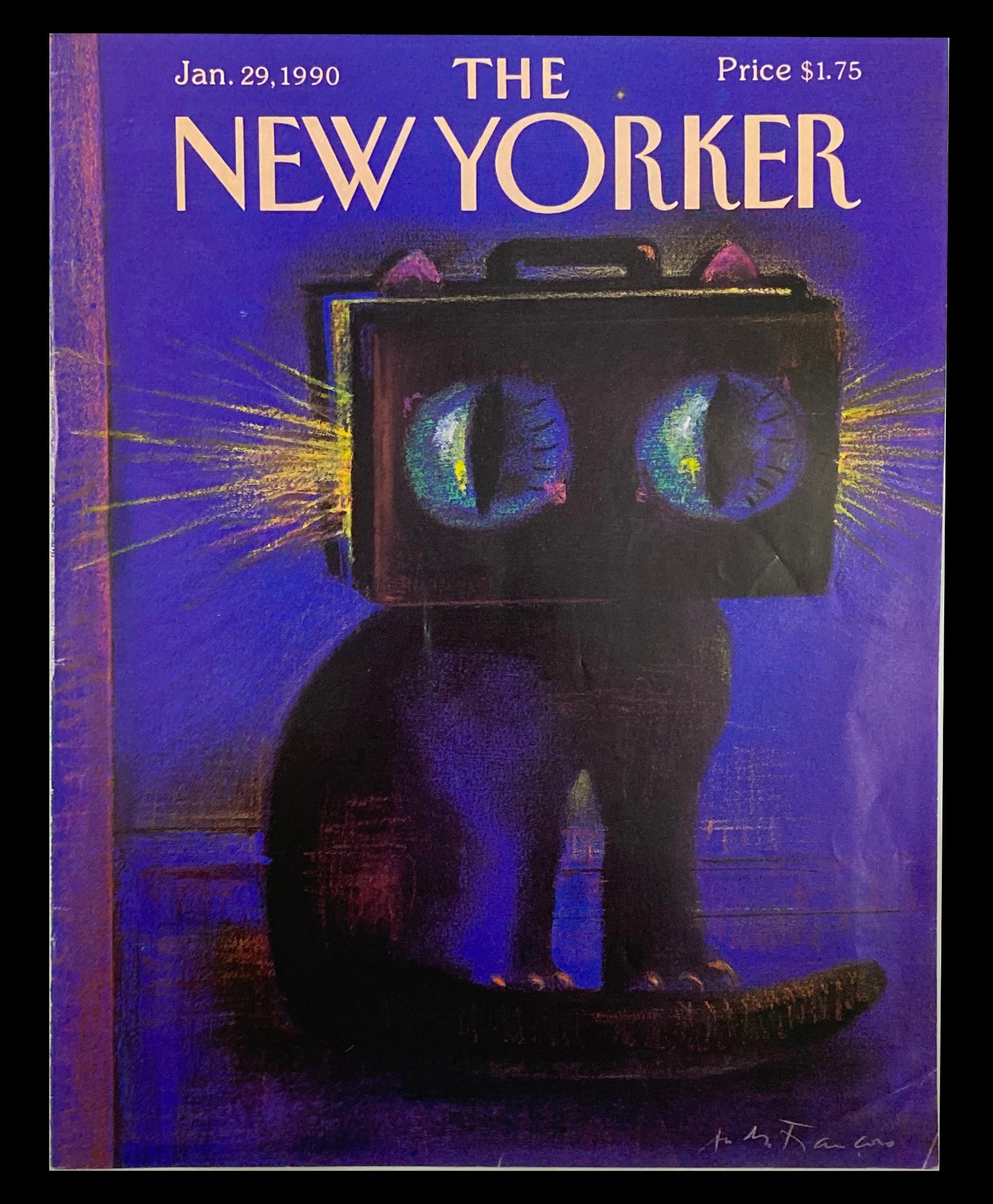 COVER ONLY The New Yorker January 29 1990 Cat Eyes by Andrei Francois No Label