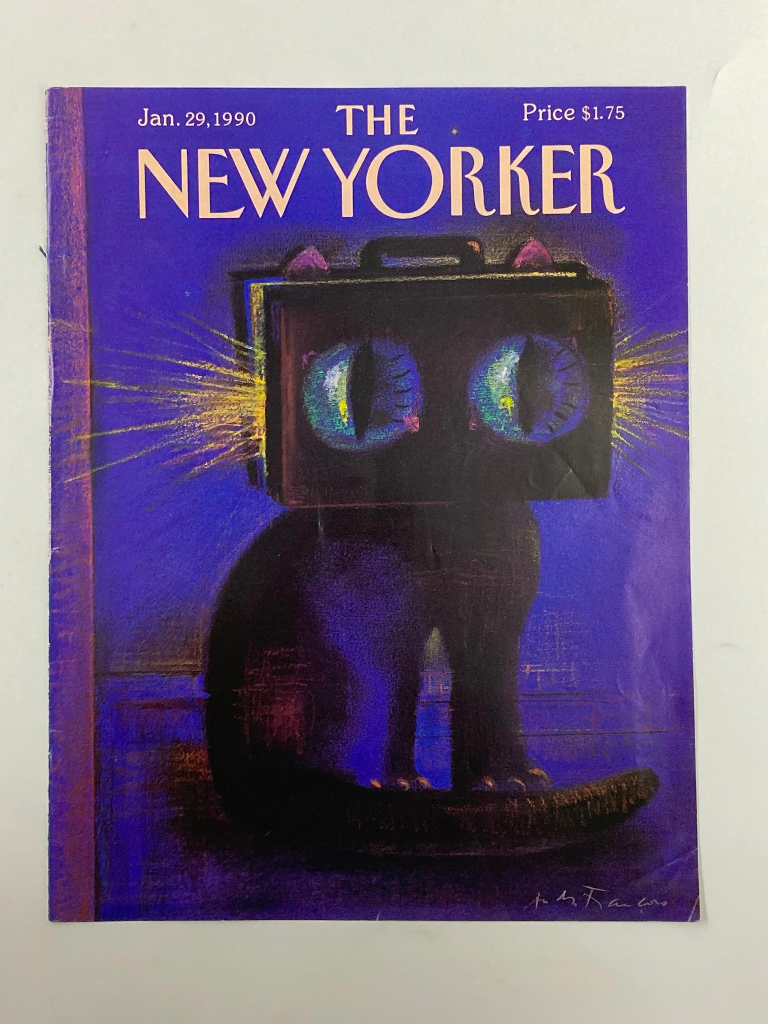 COVER ONLY The New Yorker January 29 1990 Cat Eyes by Andrei Francois No Label