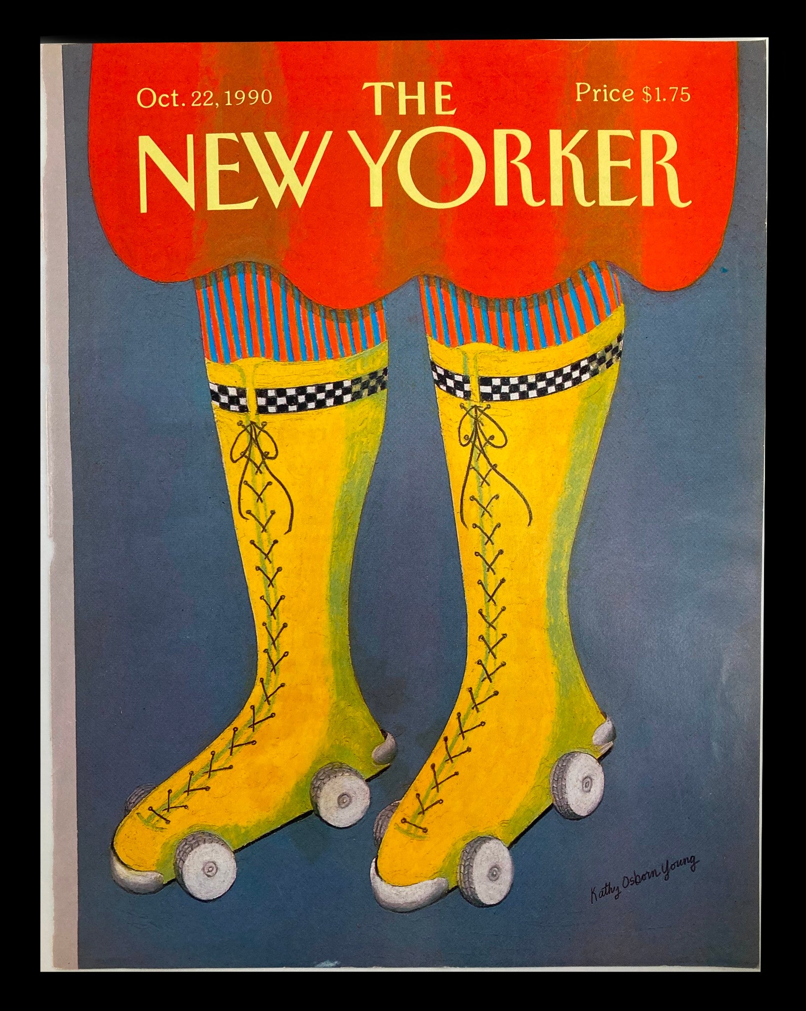 COVER ONLY The New Yorker October 22 1990 Wheel Socks by Kathy Osborn Young