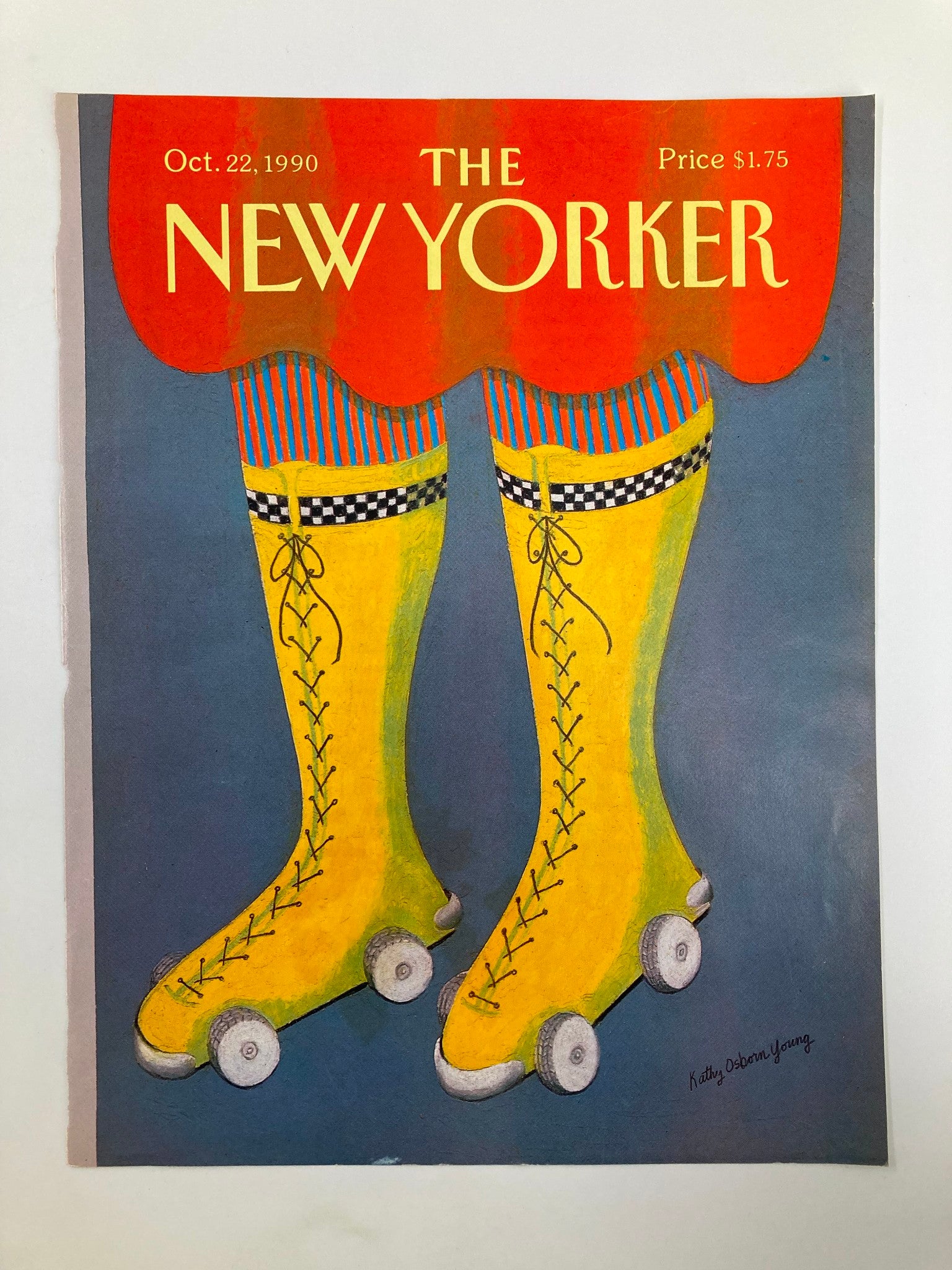 COVER ONLY The New Yorker October 22 1990 Wheel Socks by Kathy Osborn Young