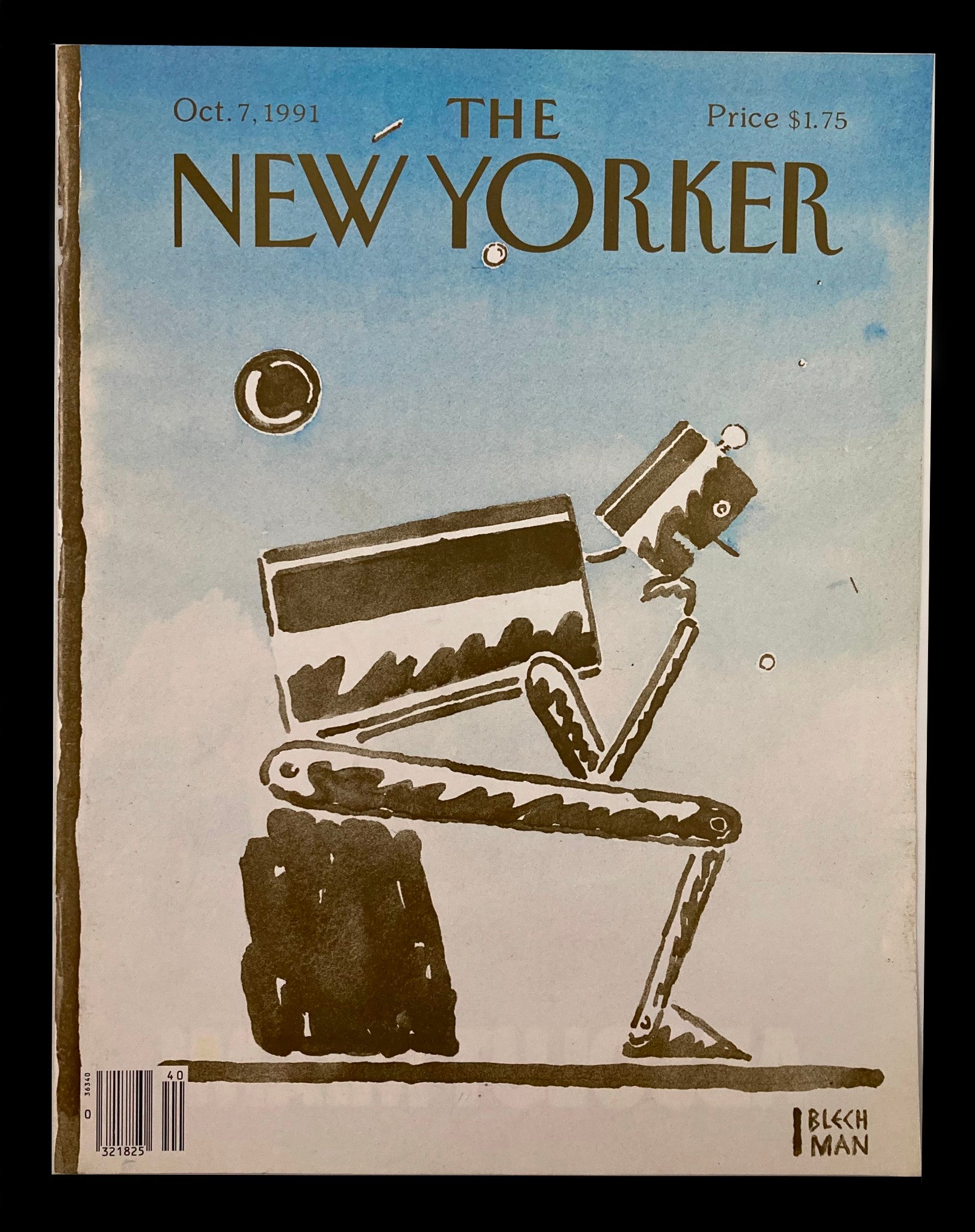 COVER ONLY The New Yorker October 7 1991 Thinking Robot by R.O. Blechman