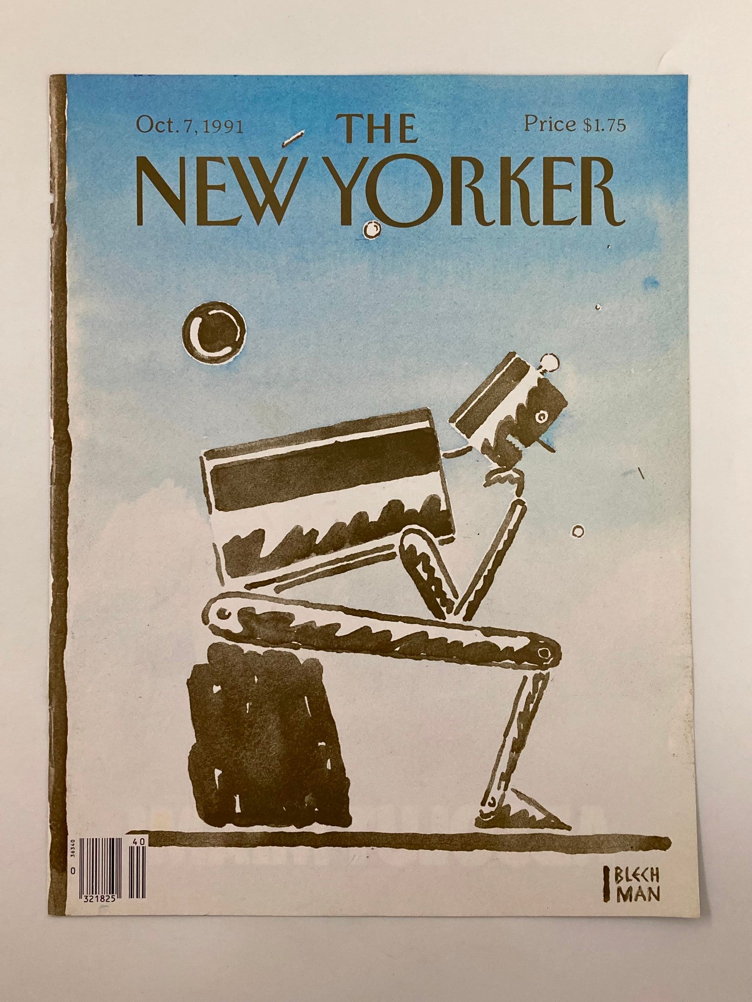 COVER ONLY The New Yorker October 7 1991 Thinking Robot by R.O. Blechman