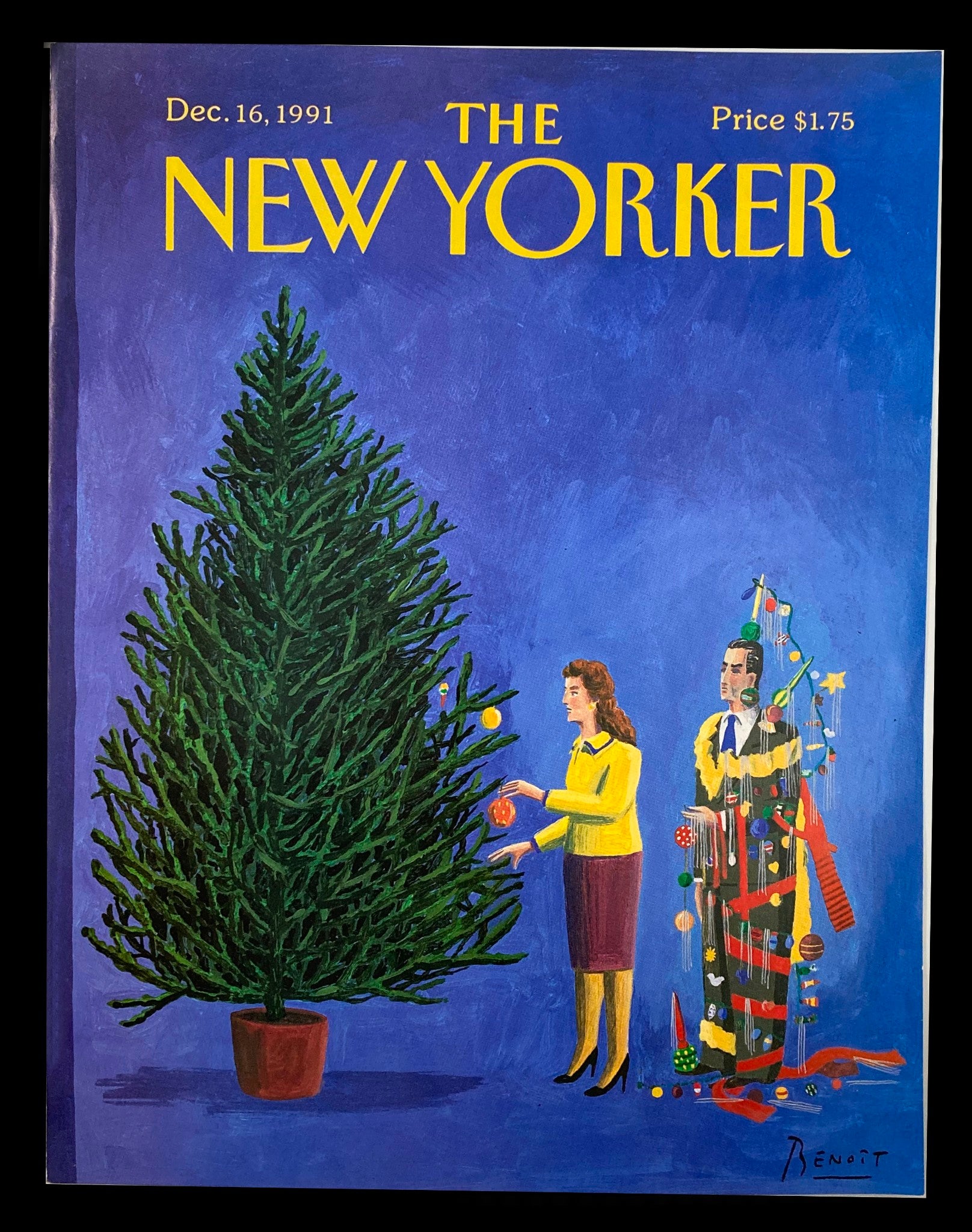 COVER ONLY The New Yorker December 16 1991 Christmas Pot by Benoit van Innis