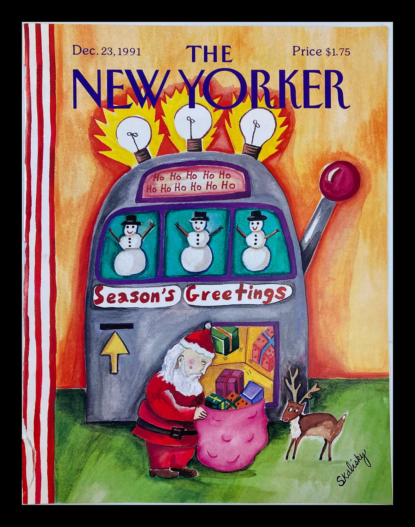 COVER ONLY The New Yorker December 23 1991 Season's Greetings by Steph Skalisky