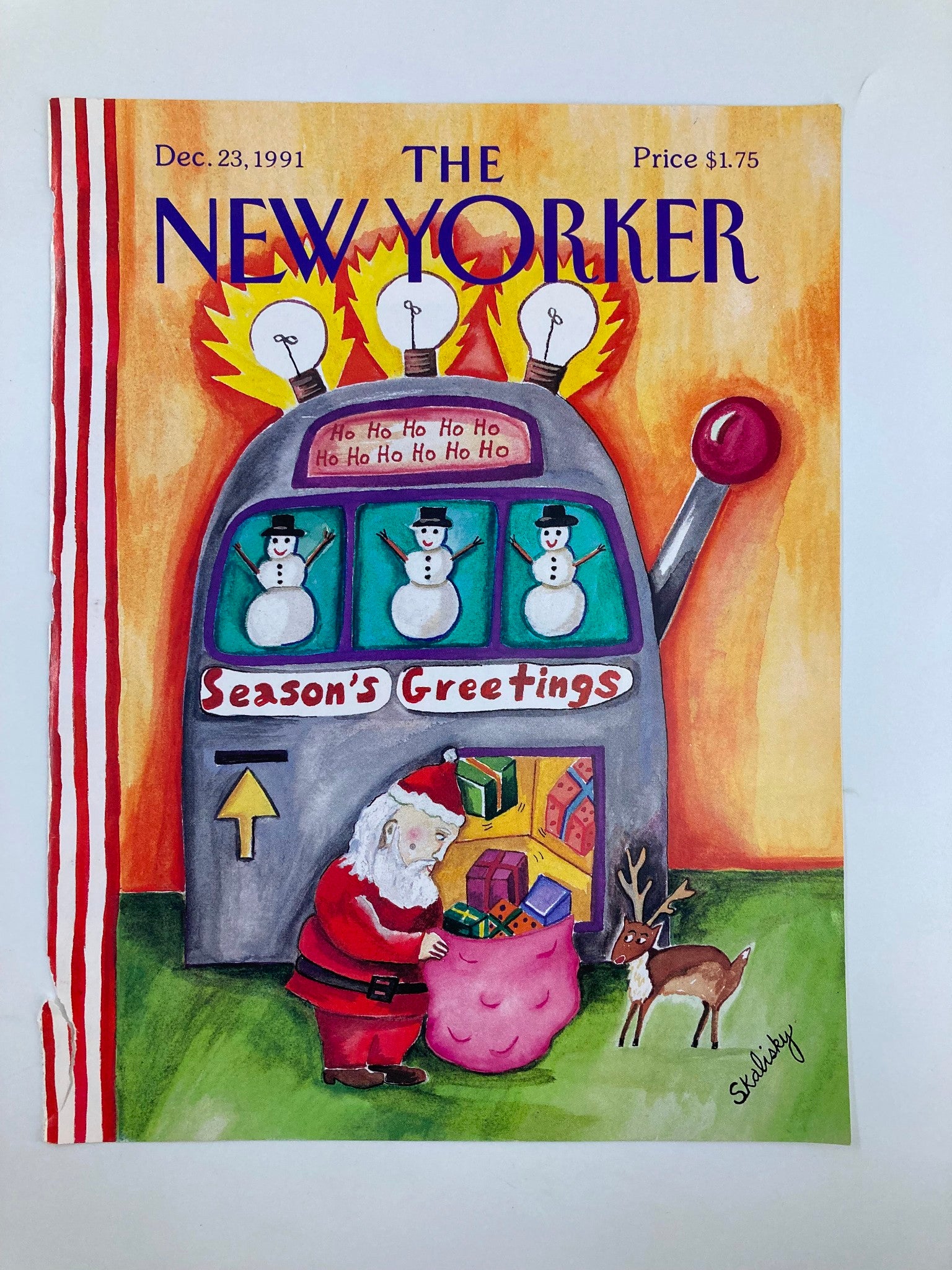 COVER ONLY The New Yorker December 23 1991 Season's Greetings by Steph Skalisky