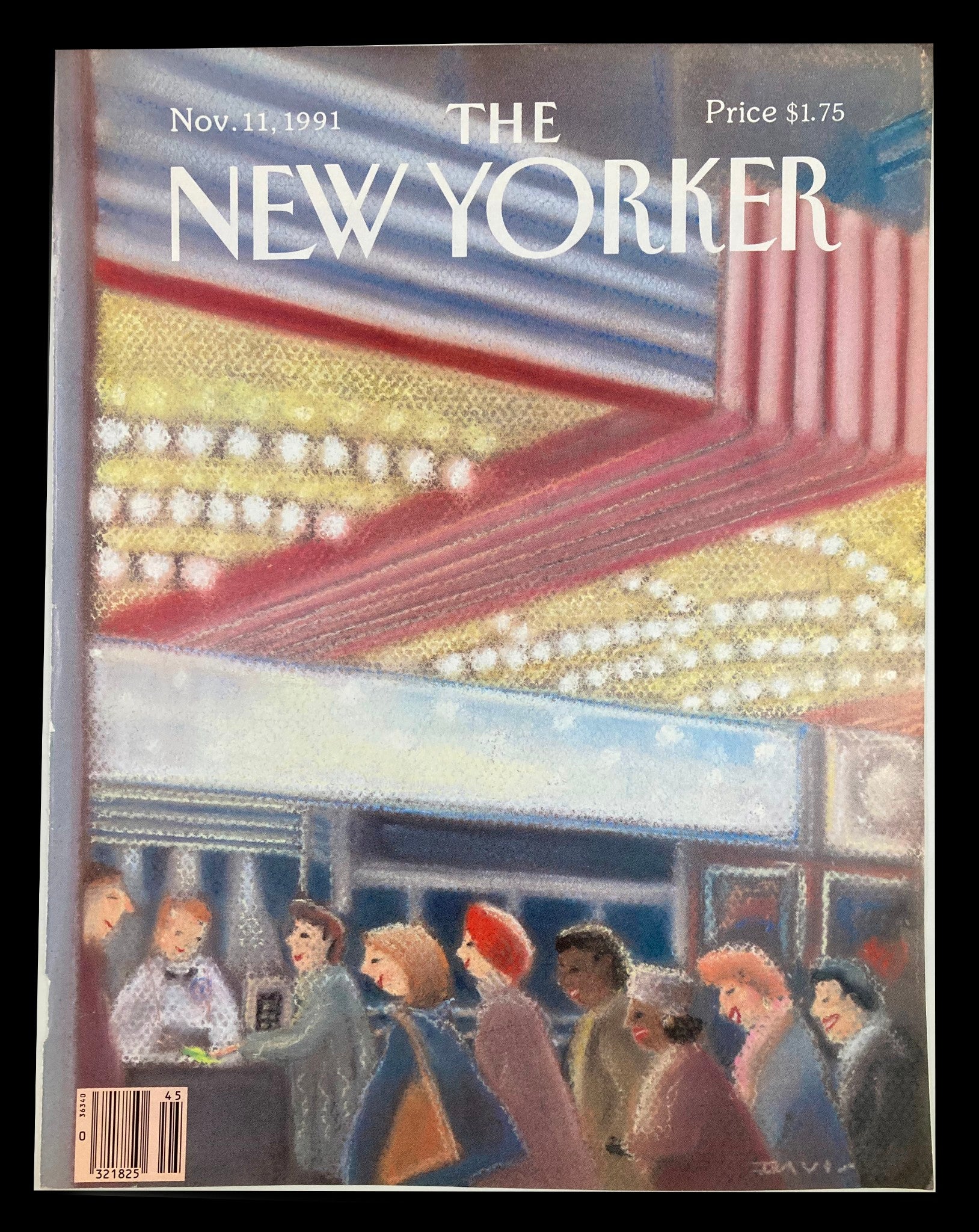 COVER ONLY The New Yorker November 11 1991 Movie Night by Susan Davis No Label