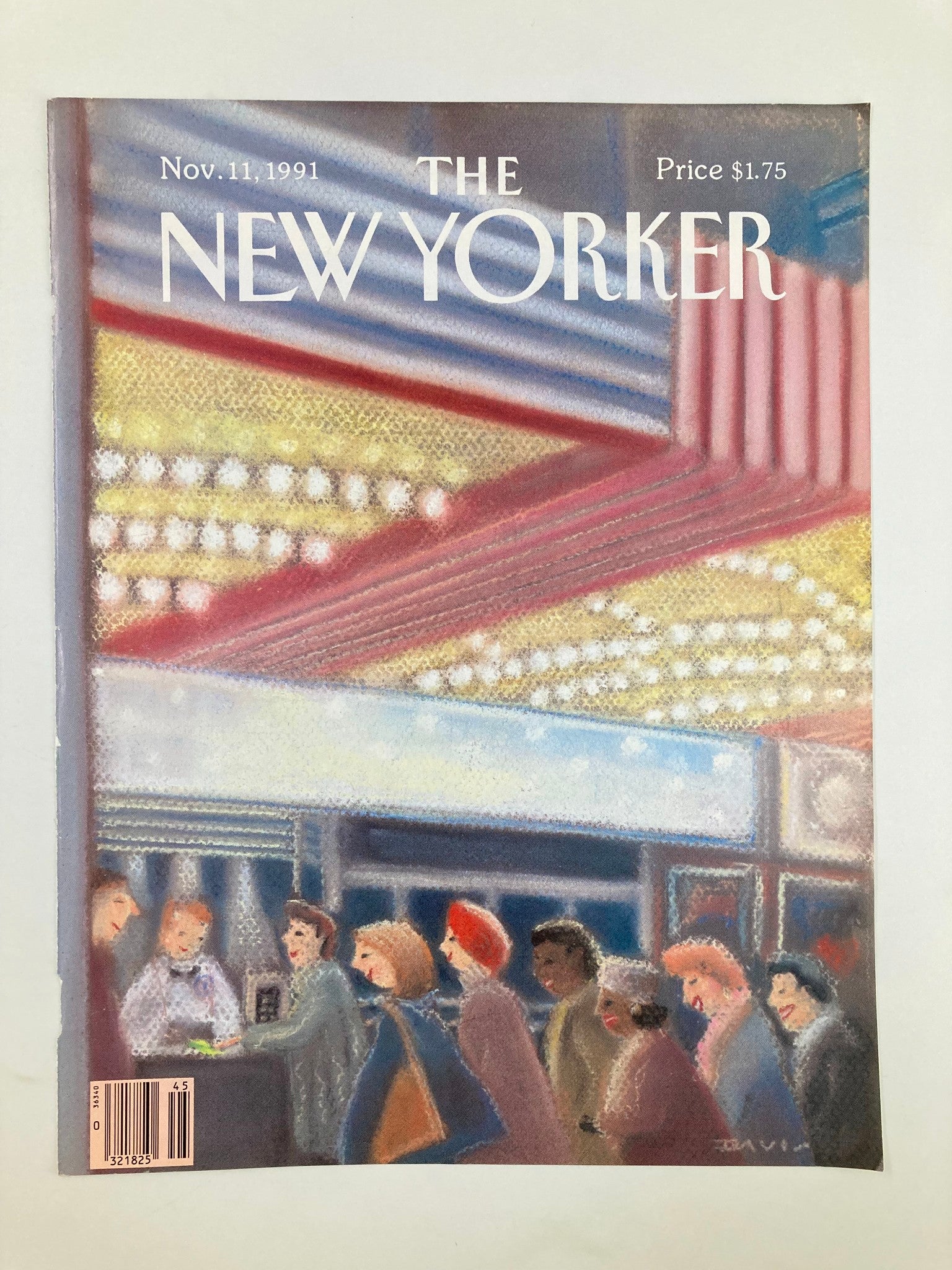 COVER ONLY The New Yorker November 11 1991 Movie Night by Susan Davis No Label