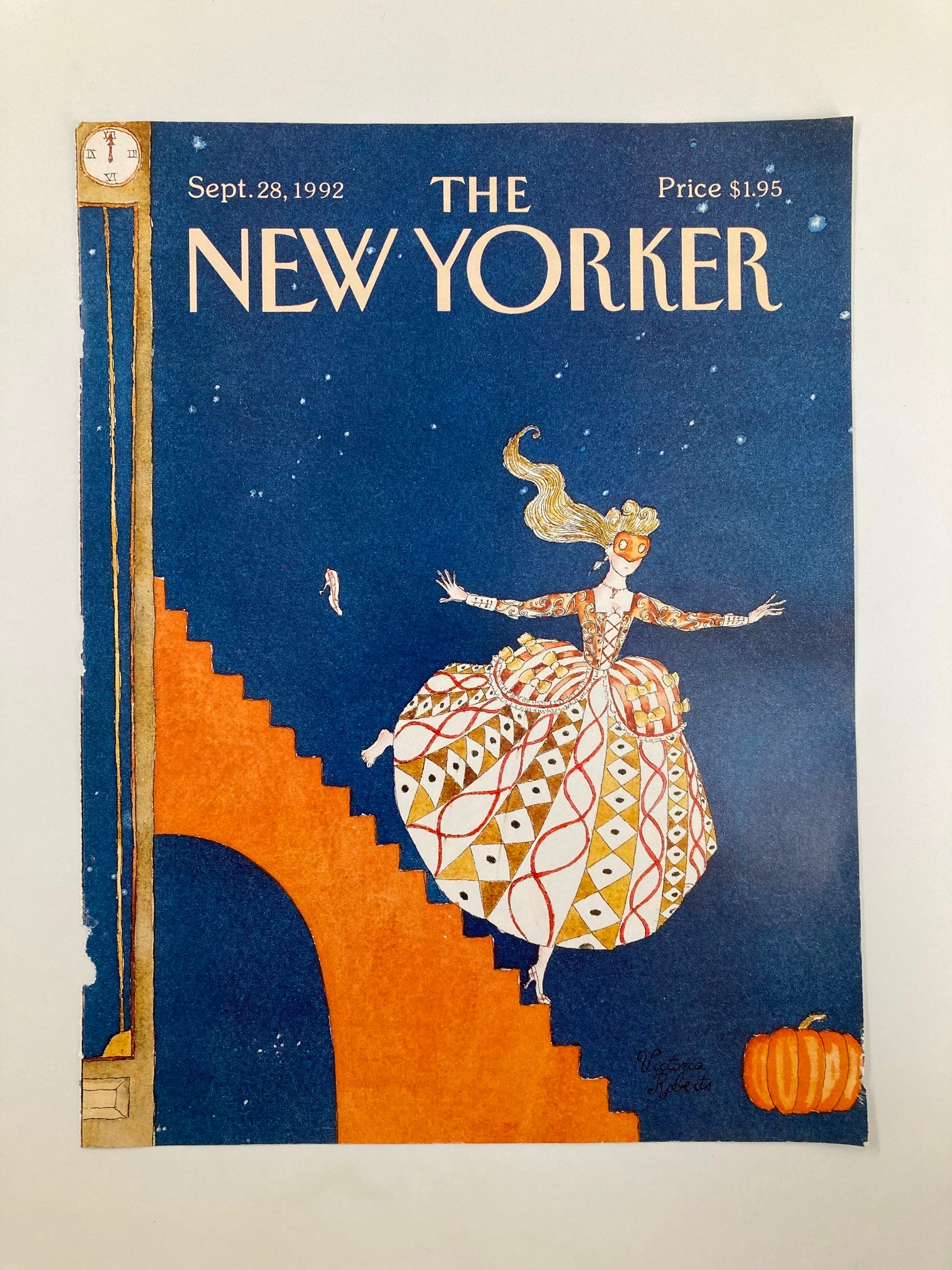 COVER ONLY The New Yorker September 28 1992 Shoe Pumpkin by Victoria Roberts