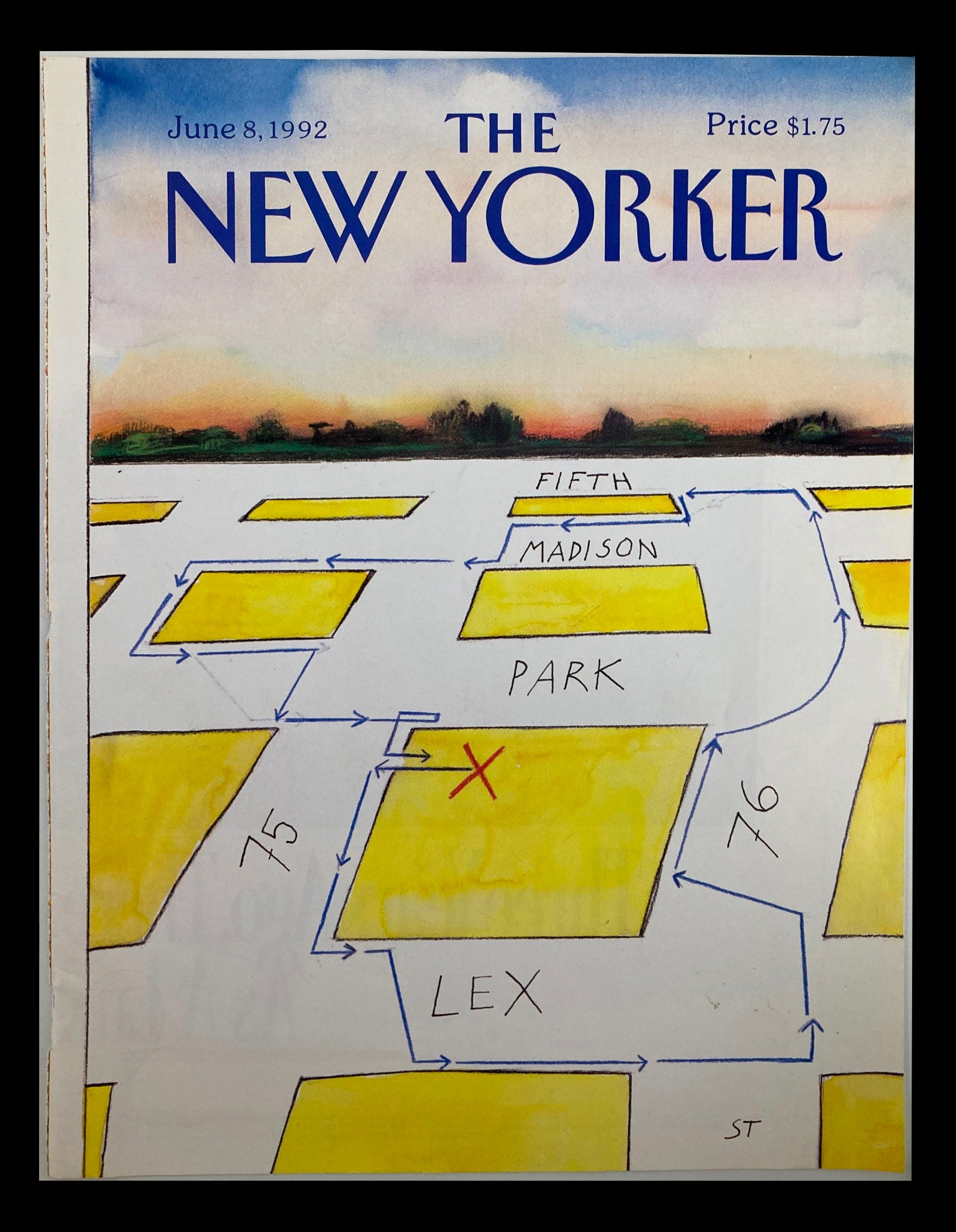 COVER ONLY The New Yorker June 8 1992 NYC Streets by Saul Steinberg No Label