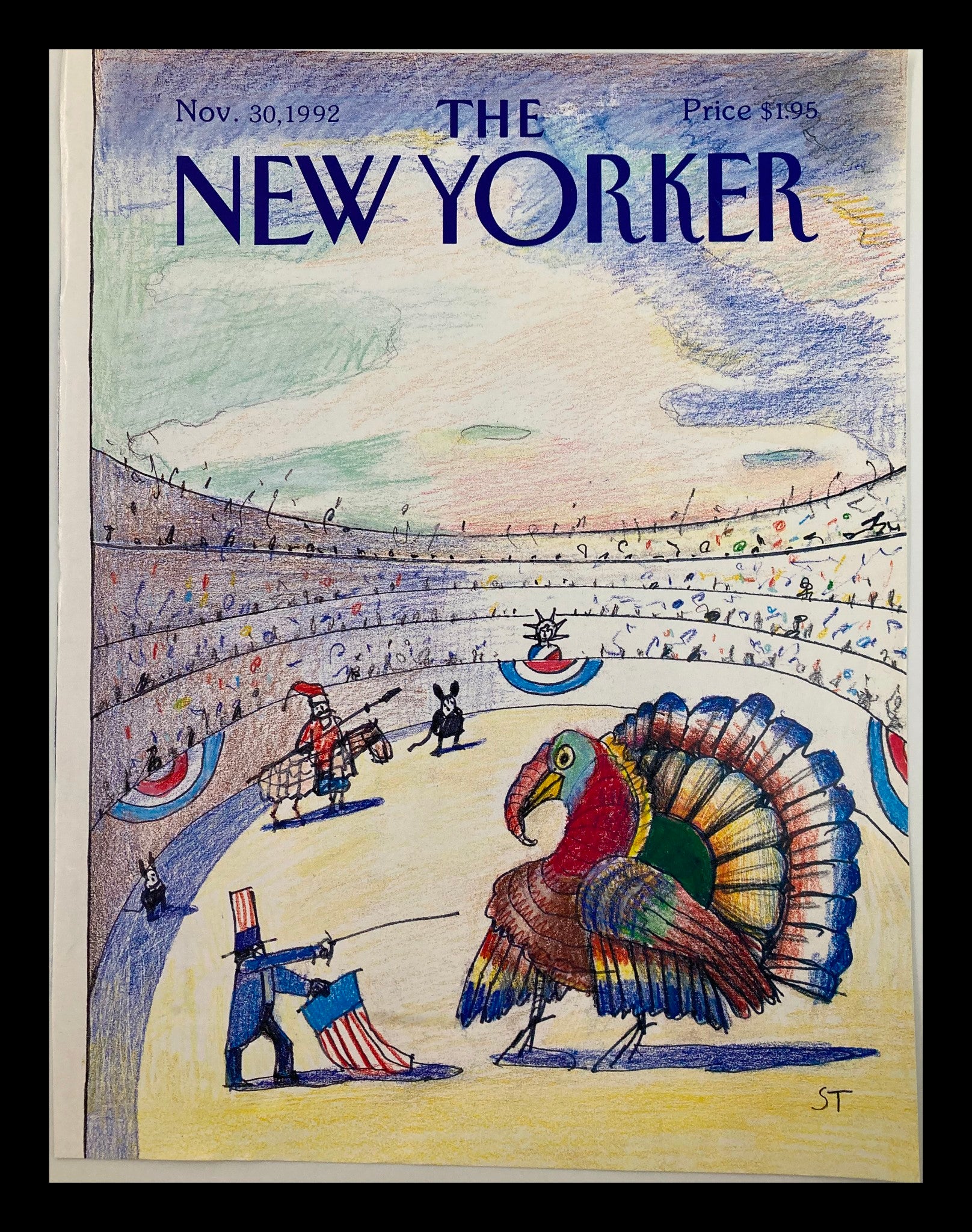 COVER ONLY The New Yorker November 30 1992 Ostrich at Ease by Saul Steinberg