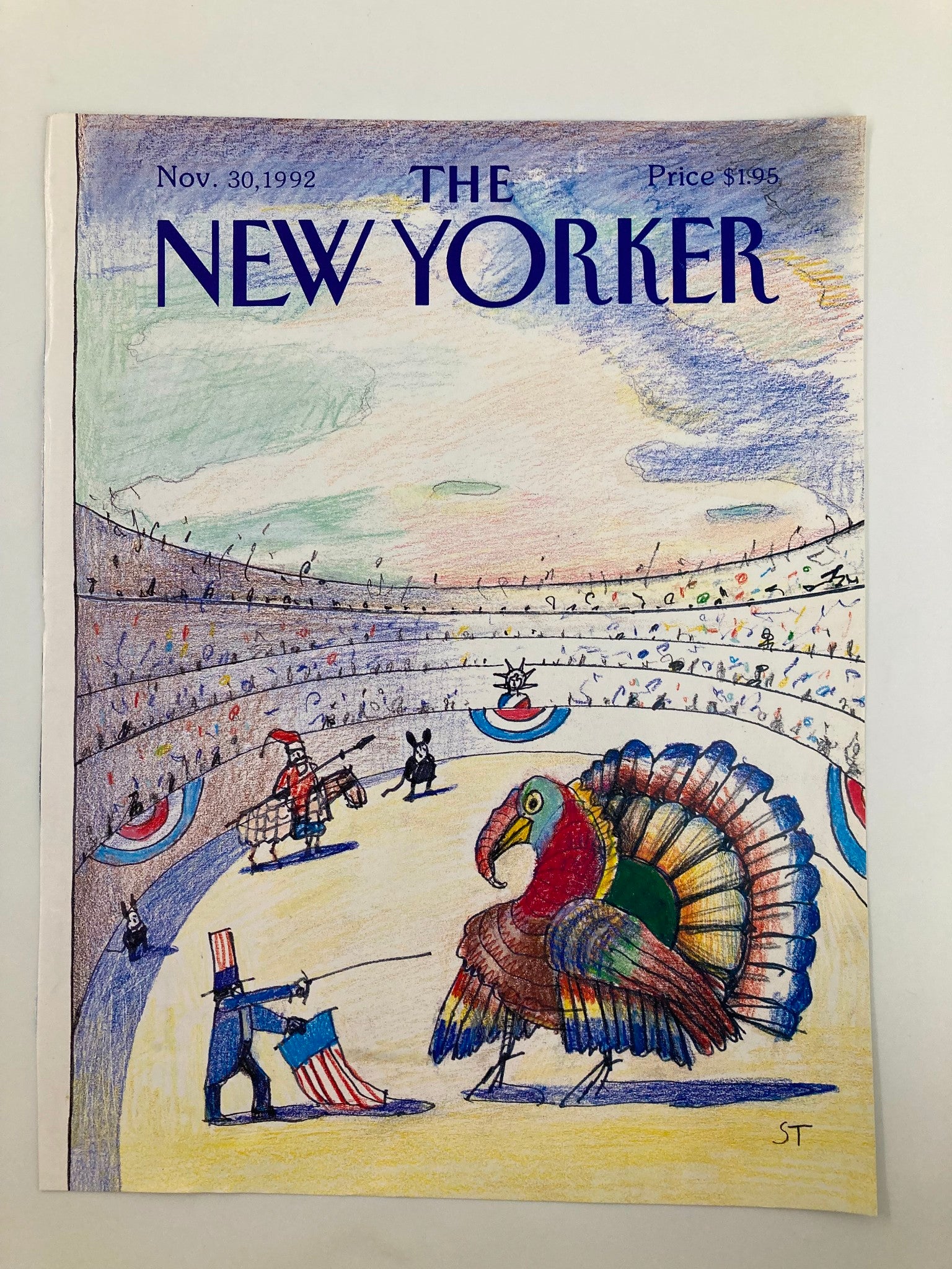 COVER ONLY The New Yorker November 30 1992 Ostrich at Ease by Saul Steinberg