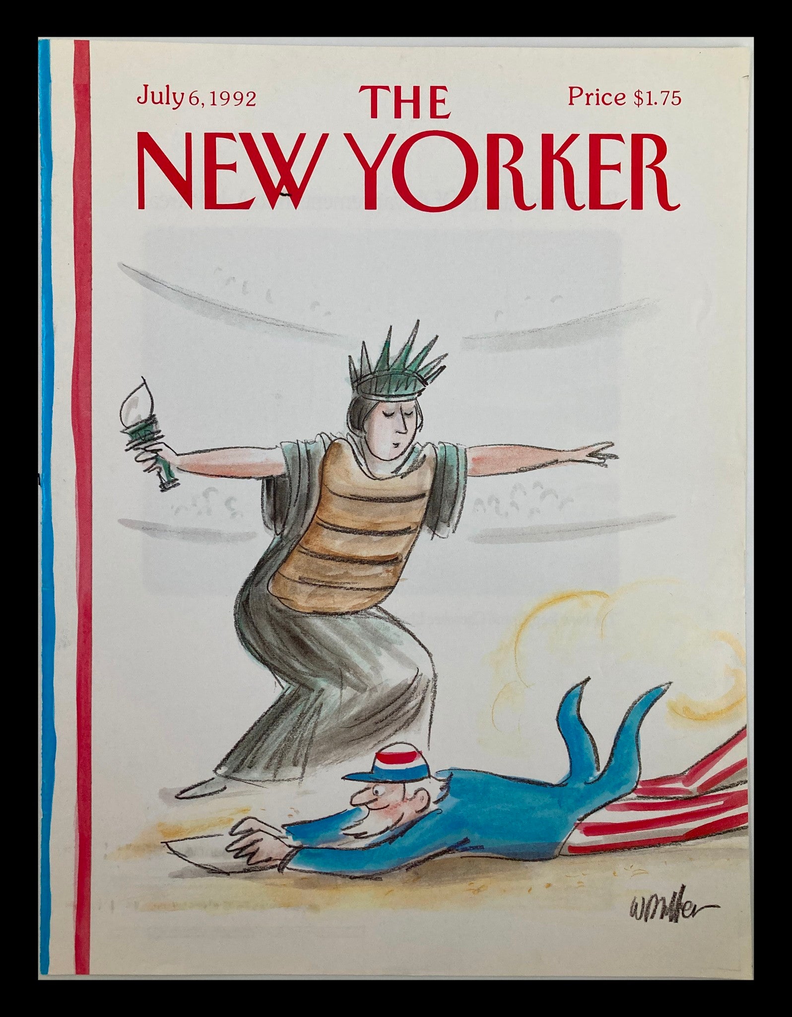 COVER ONLY The New Yorker July 6 1992 Touchdown America by Warren Miller