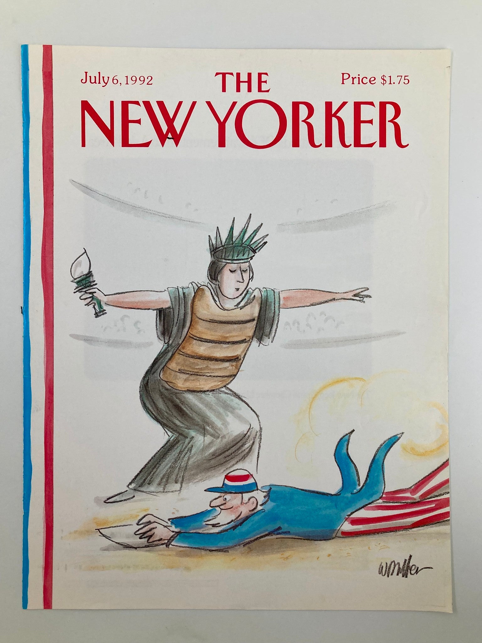 COVER ONLY The New Yorker July 6 1992 Touchdown America by Warren Miller