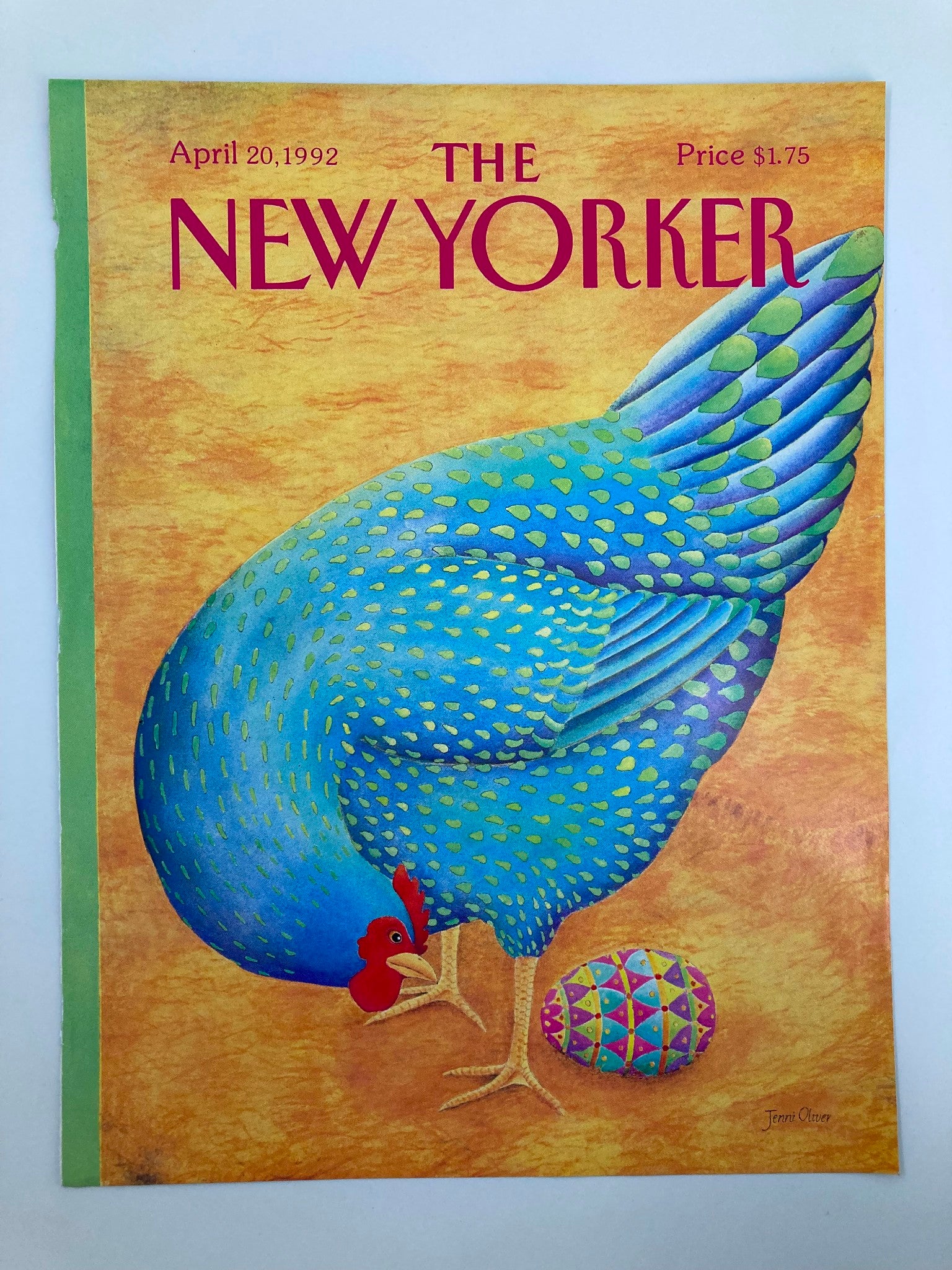 COVER ONLY The New Yorker April 20 1992 Chicken Lays Egg by Jenni Oliver