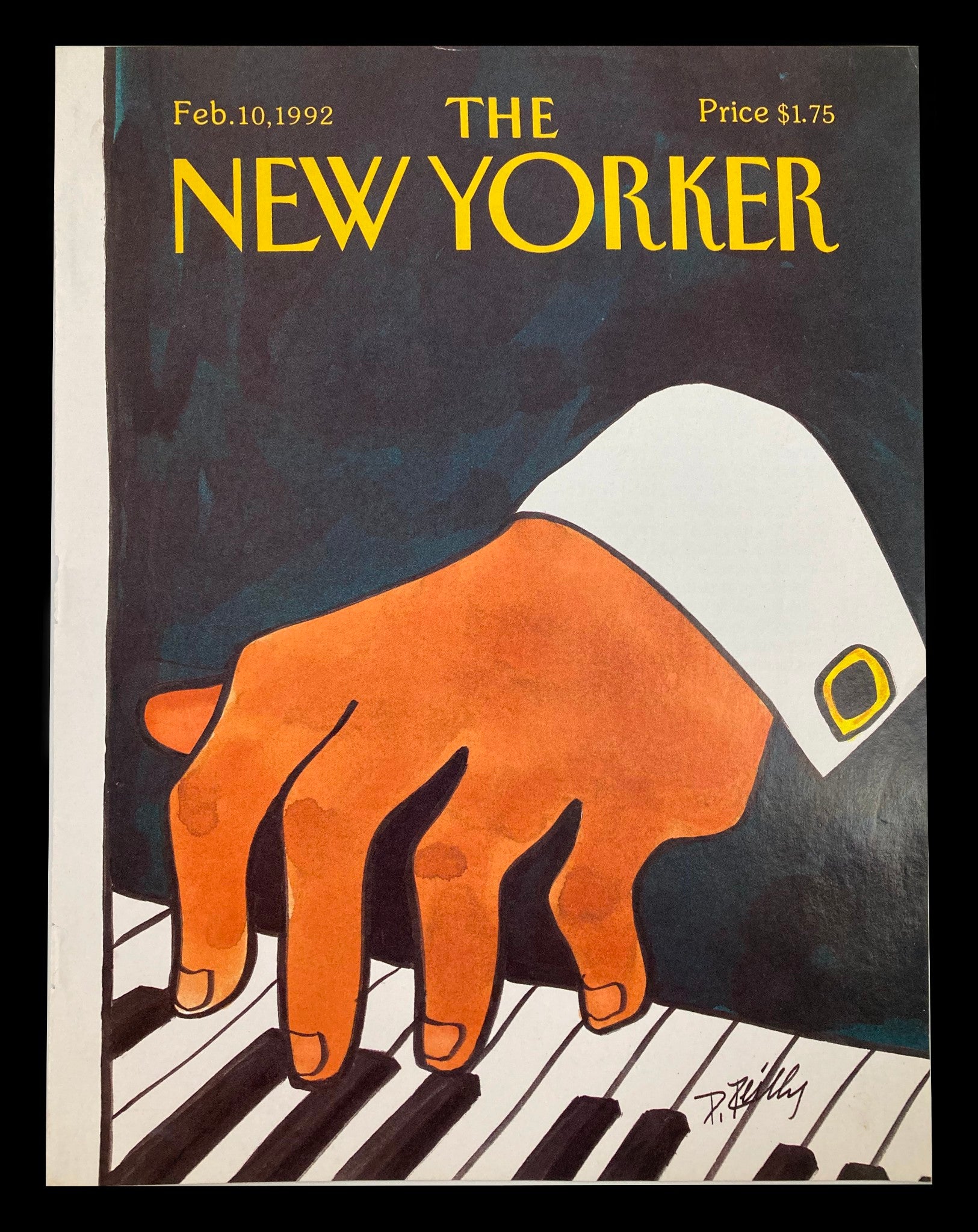 COVER ONLY The New Yorker February 10 1992 Piano and a Hand by David Reilly