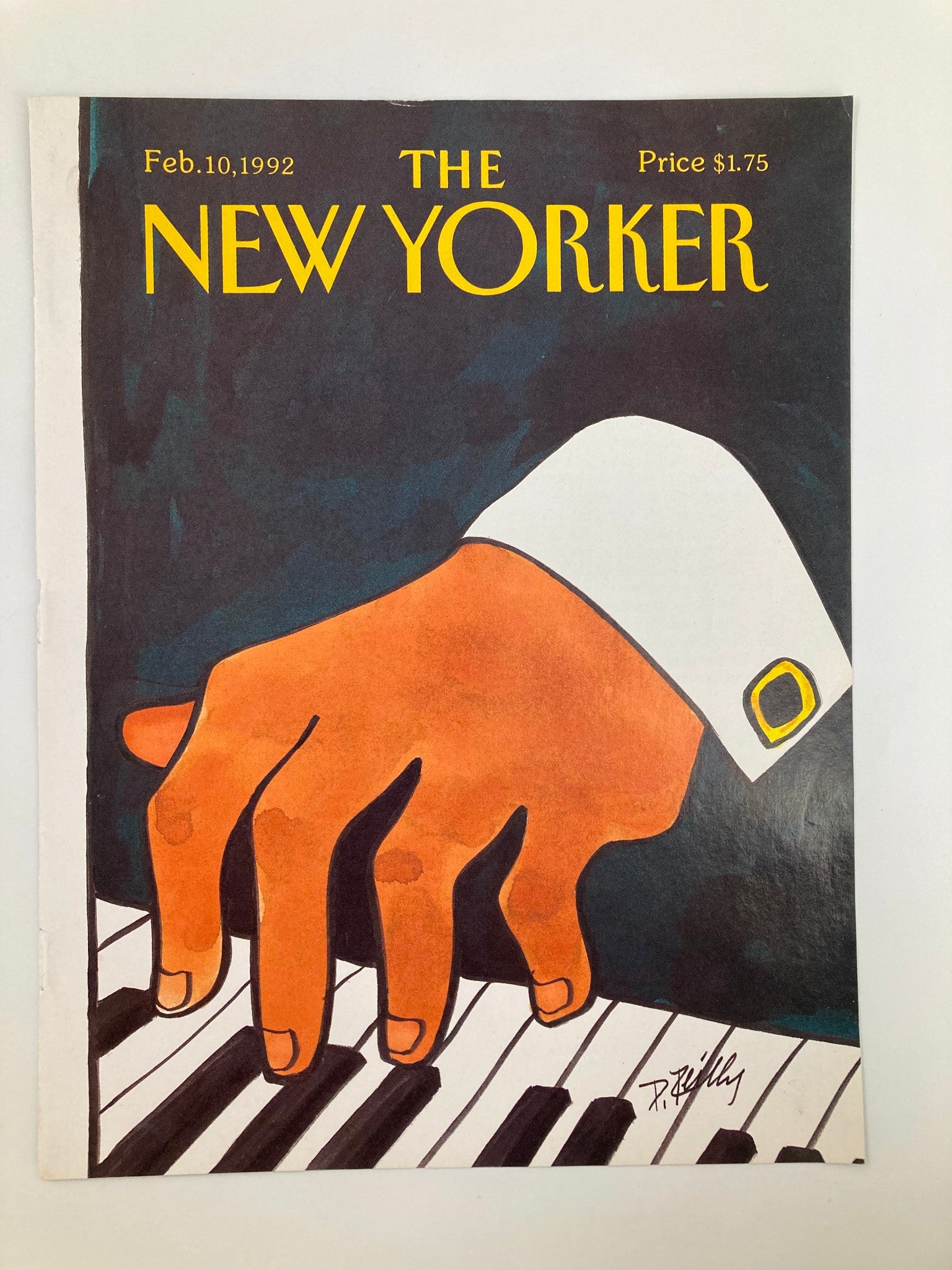 COVER ONLY The New Yorker February 10 1992 Piano and a Hand by David Reilly