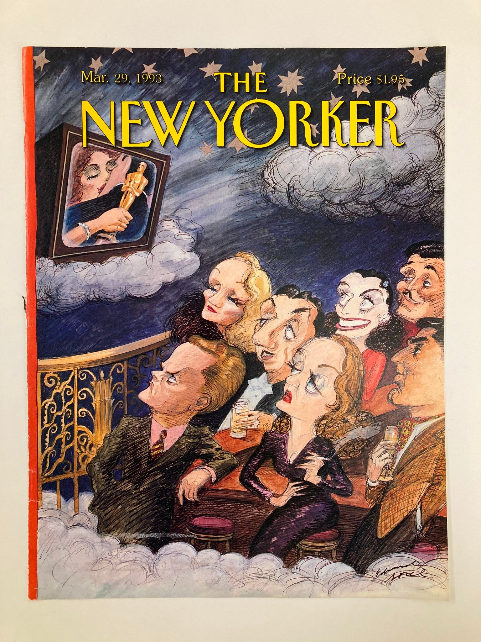 COVER ONLY The New Yorker March 29 1993 The Oscar Goes To by Edward Sorel