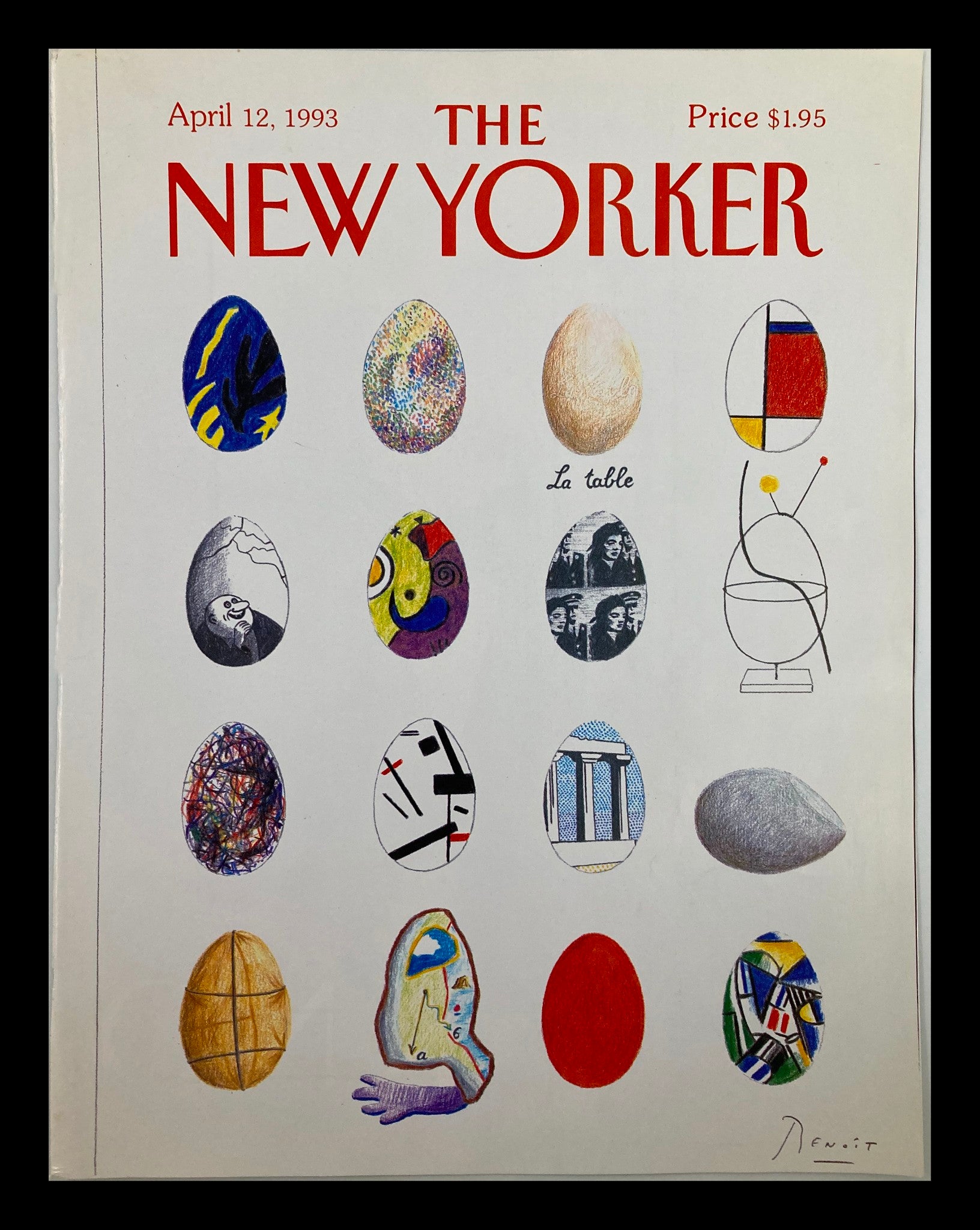 COVER ONLY The New Yorker April 12 1993 La Table Le Eggs by Benoit van Innis