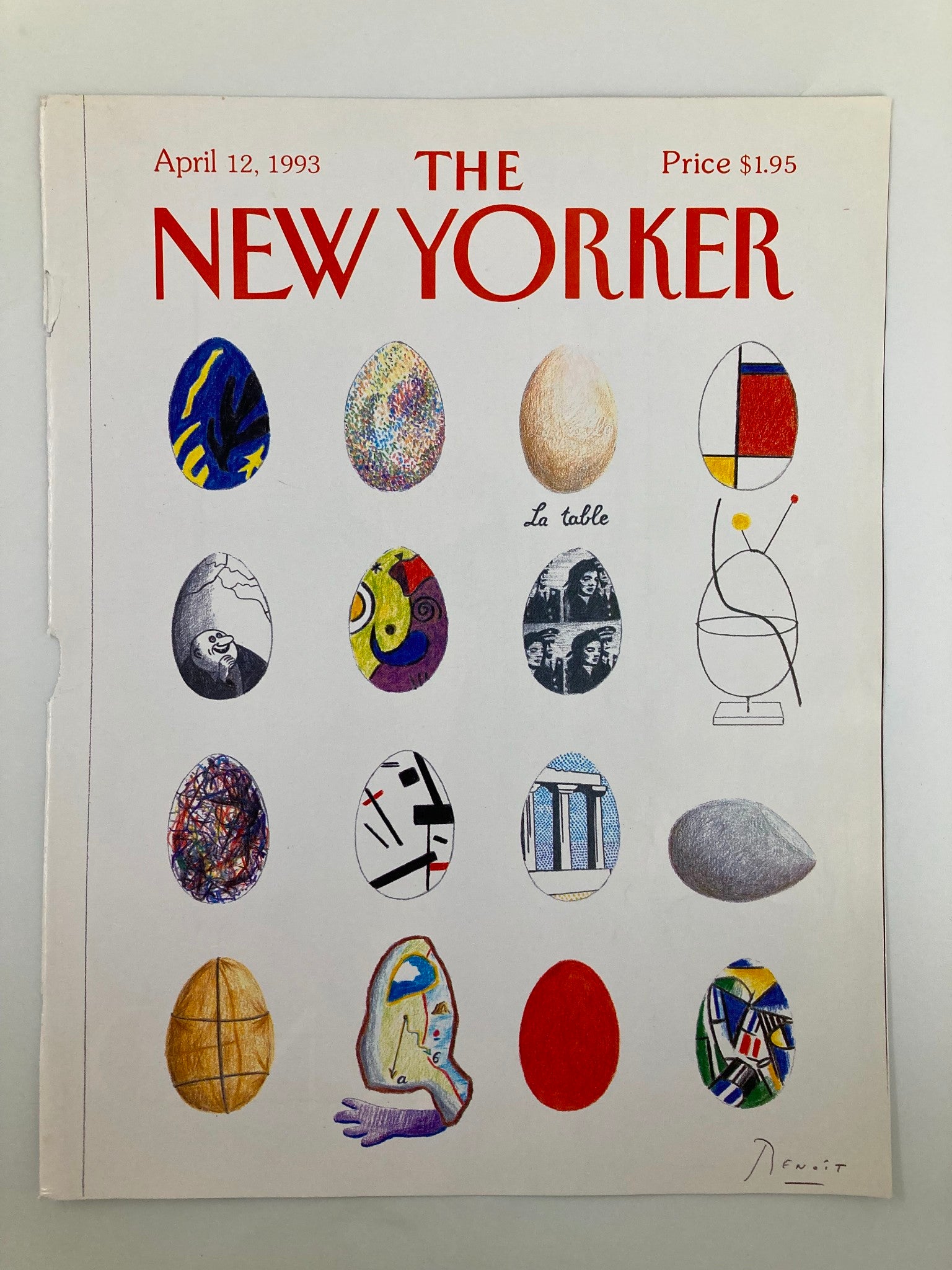 COVER ONLY The New Yorker April 12 1993 La Table Le Eggs by Benoit van Innis