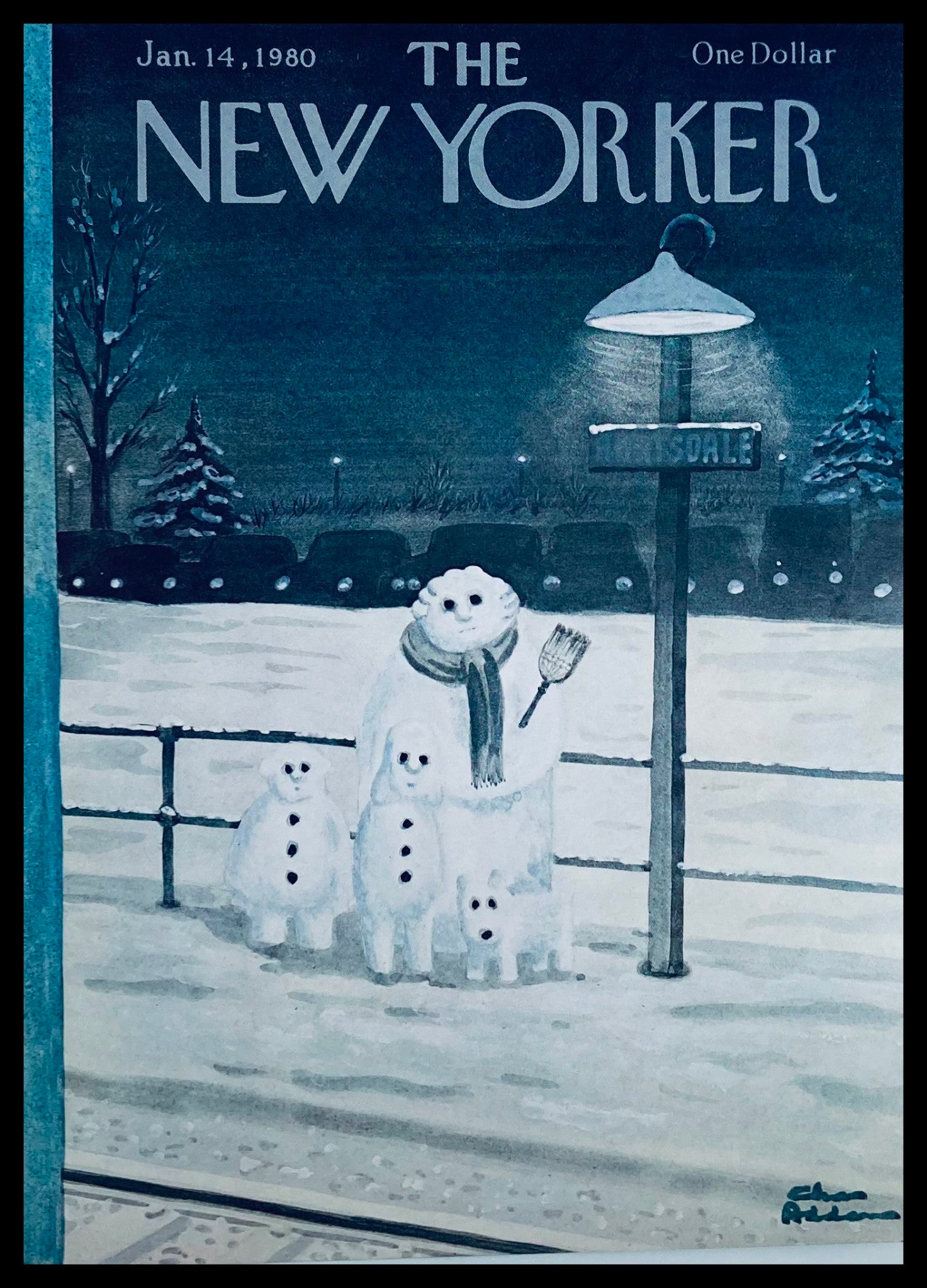 COVER ONLY The New Yorker January 14 1980 Snow Family by Chas Addams No Label