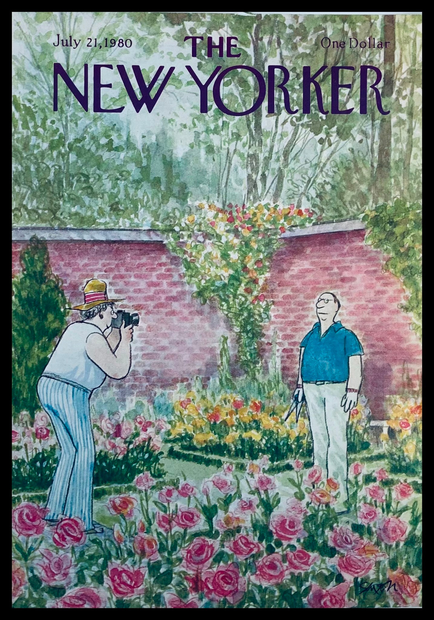 COVER ONLY The New Yorker July 21 1980 Smile by Charles Saxon No Label