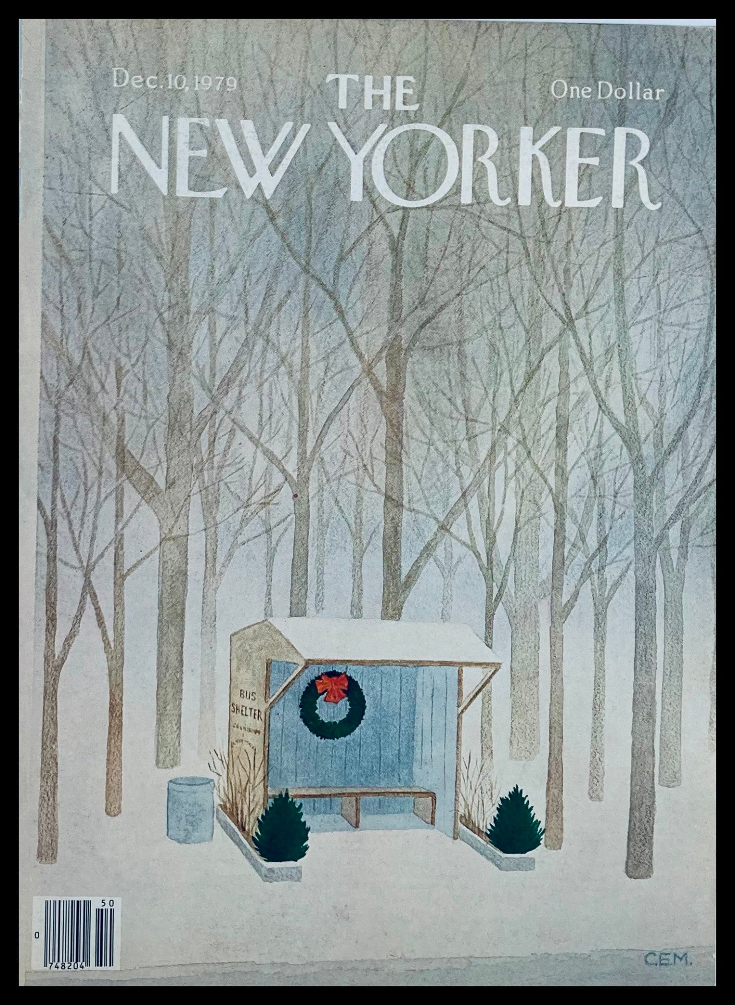 COVER ONLY The New Yorker December 10 1979 Bus Shelter by Charles E. Martin