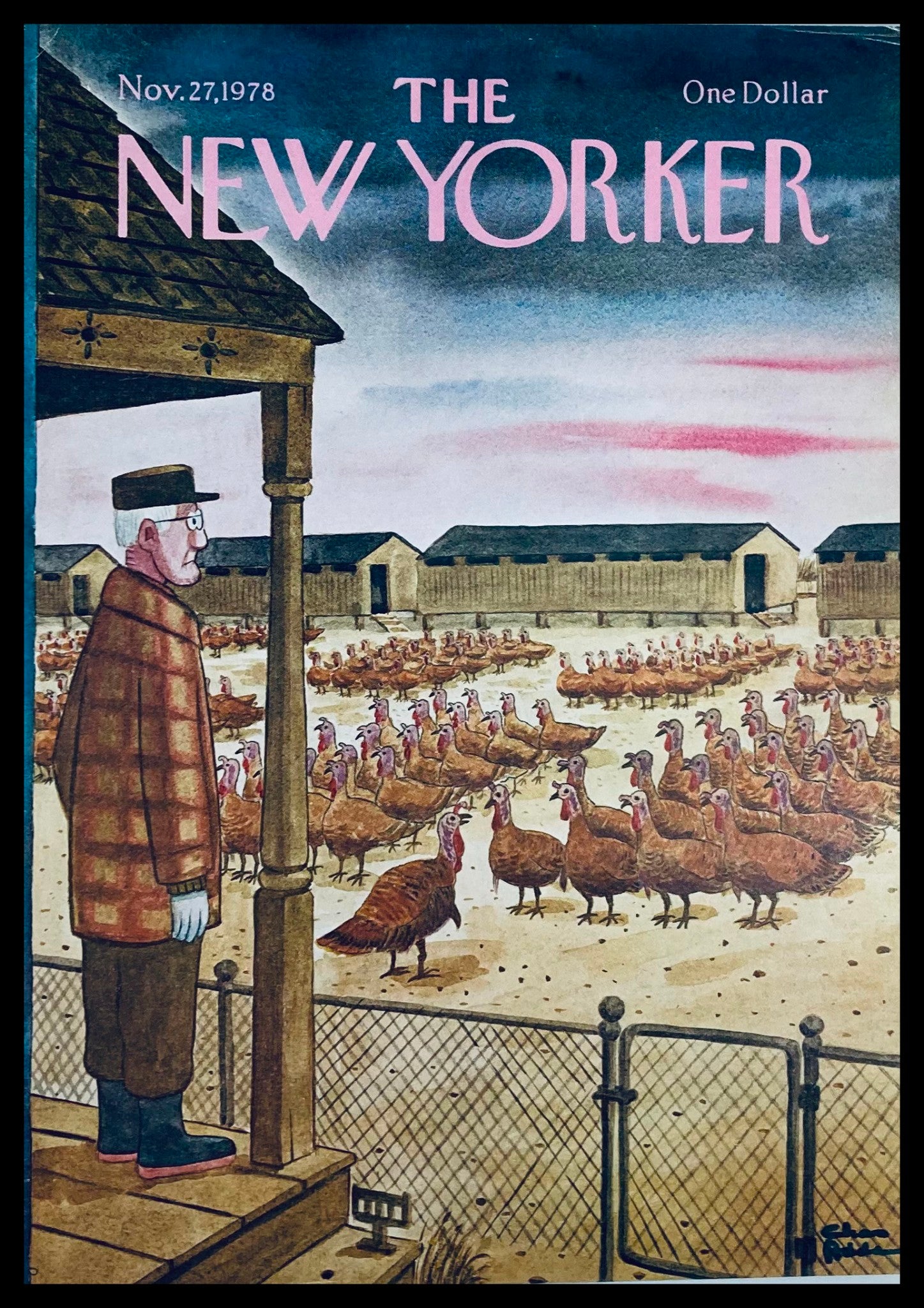 COVER ONLY The New Yorker November 27 1978 The Turkey Farm by Chas Addams