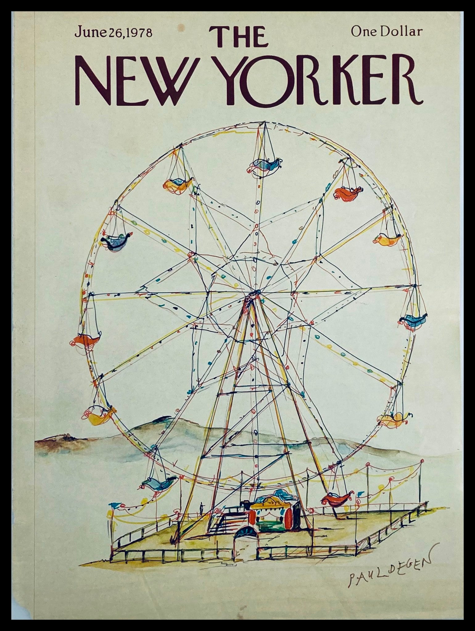 COVER ONLY The New Yorker June 26 1978 featuring a colorful Ferris Wheel illustration by Paul Degen, showcasing vintage art style perfect for collectors and home decor.