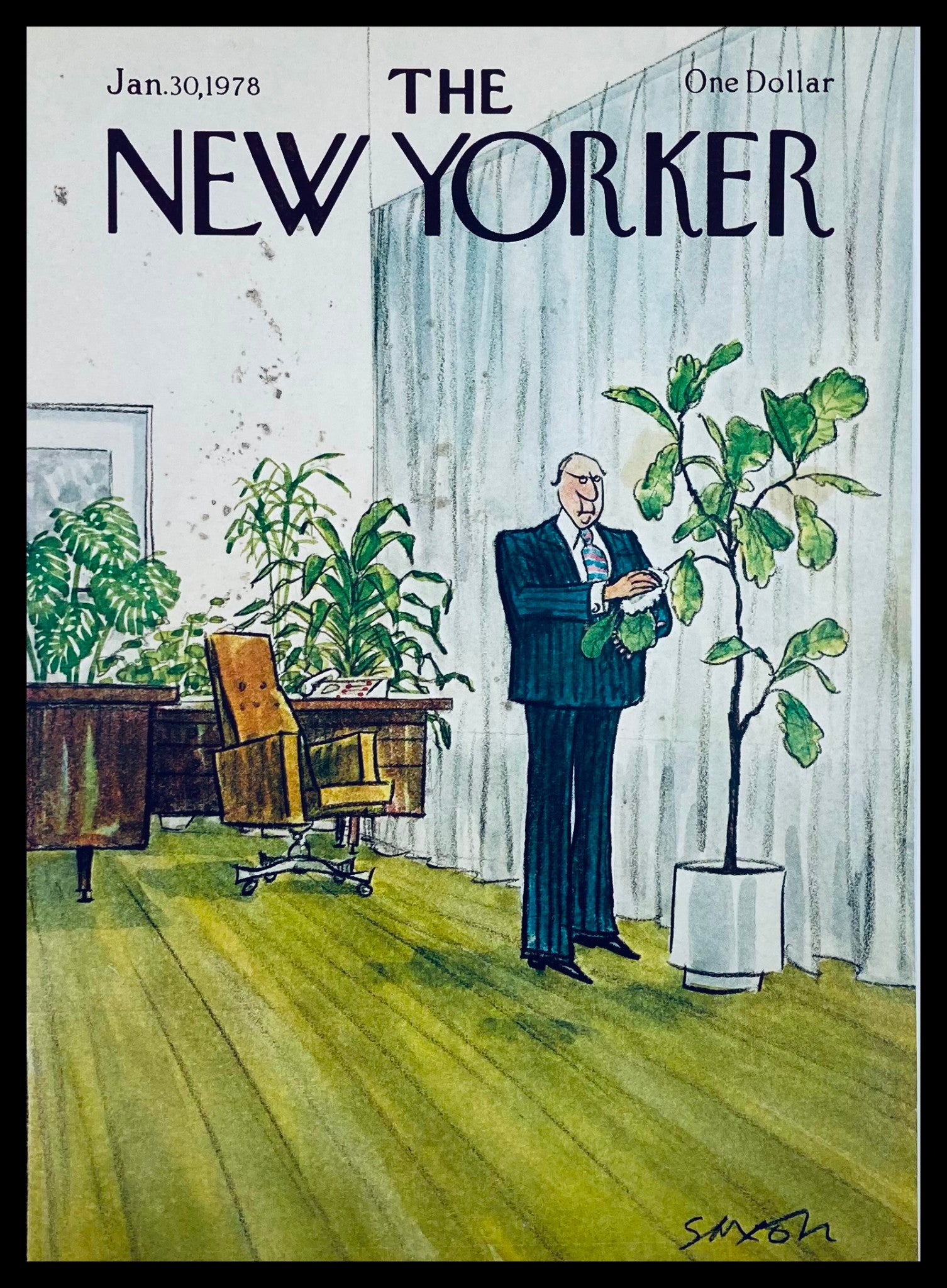 COVER ONLY The New Yorker January 30 1978 Loving Green by Charles Saxon No Label