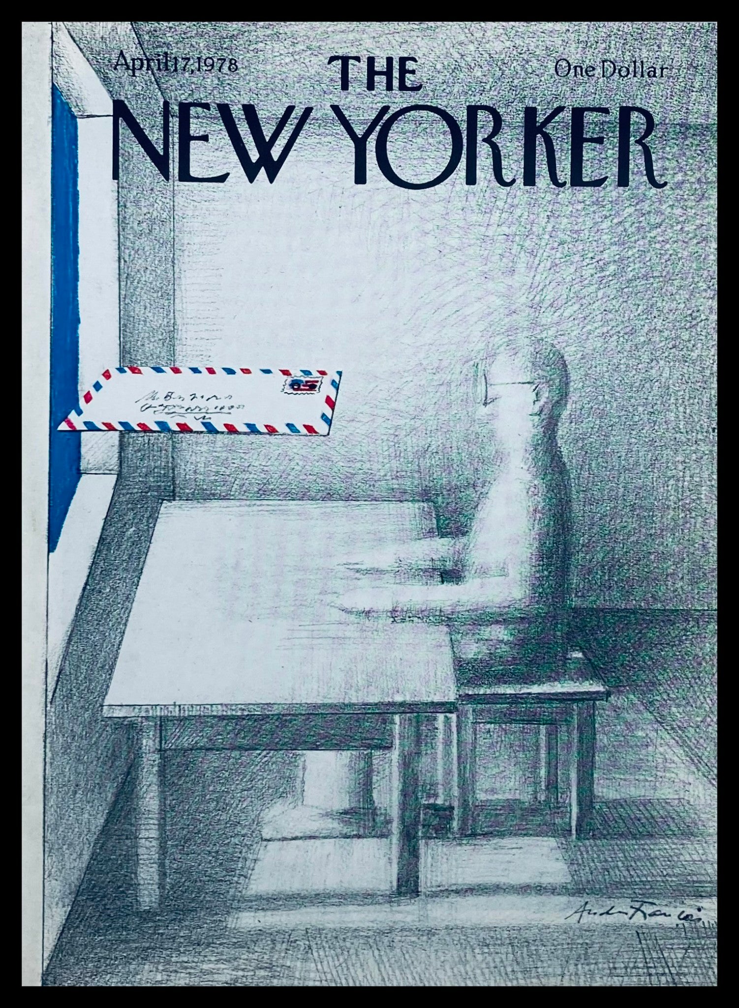 COVER ONLY The New Yorker April 17 1978 Mail Man by Andre Francois No Label