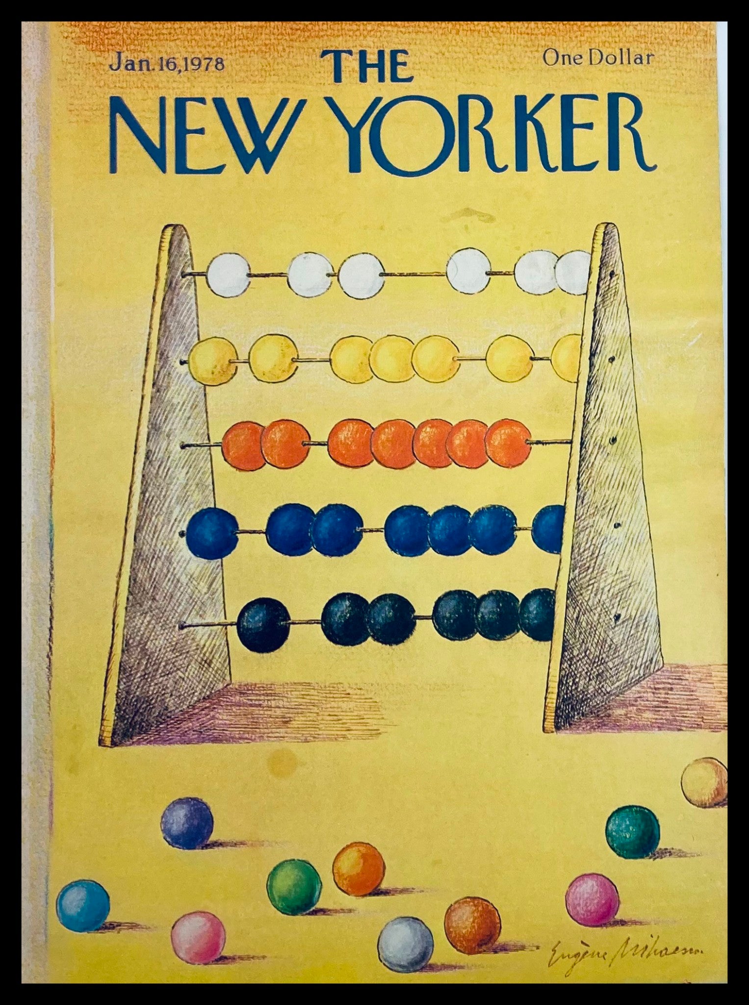 COVER ONLY The New Yorker January 16 1978 Abacus by Eugene Mihaesco No Label