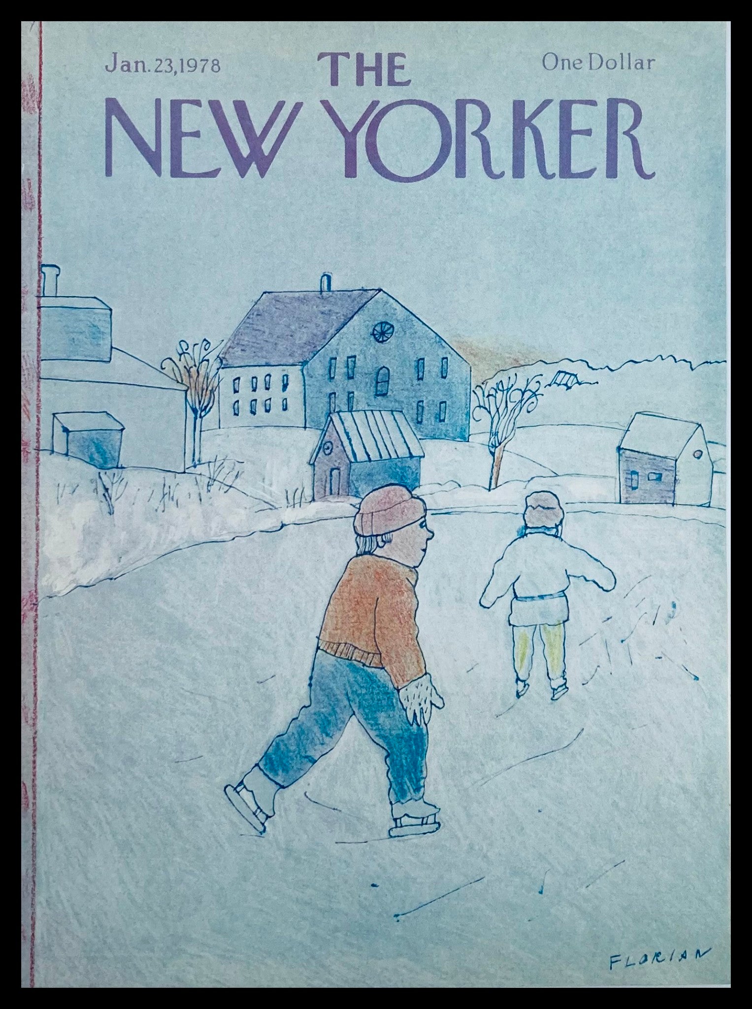 COVER ONLY The New Yorker January 23 1978 Play in the Snow by Douglas Florian