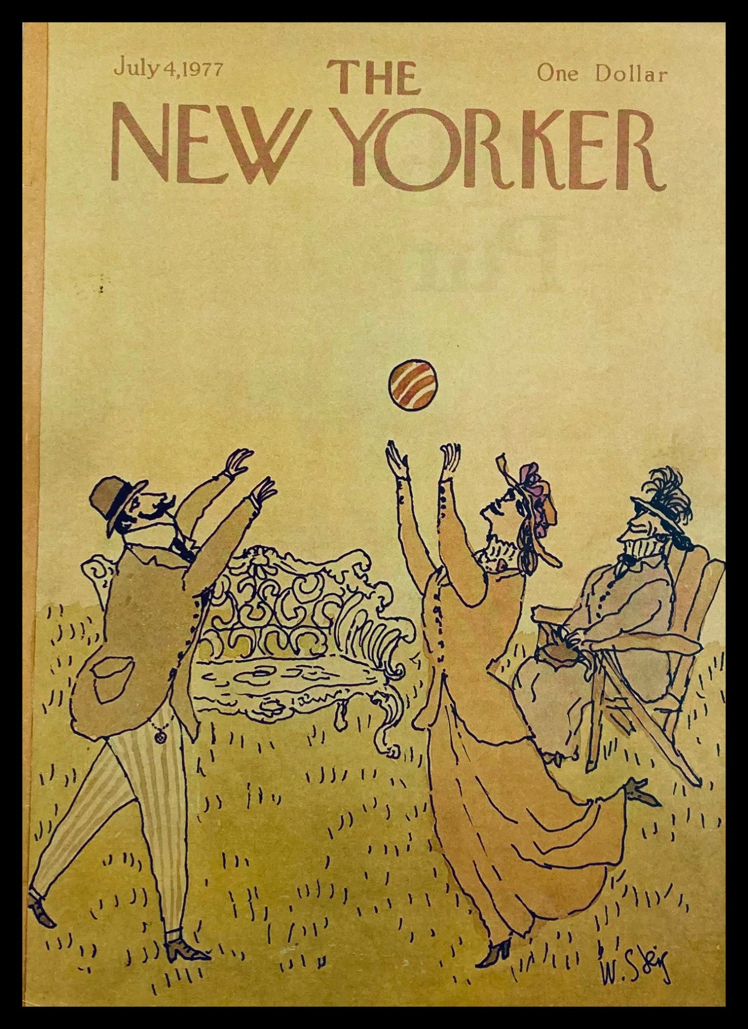 COVER ONLY The New Yorker July 4 1977 Out on the Field by William Steig No Label