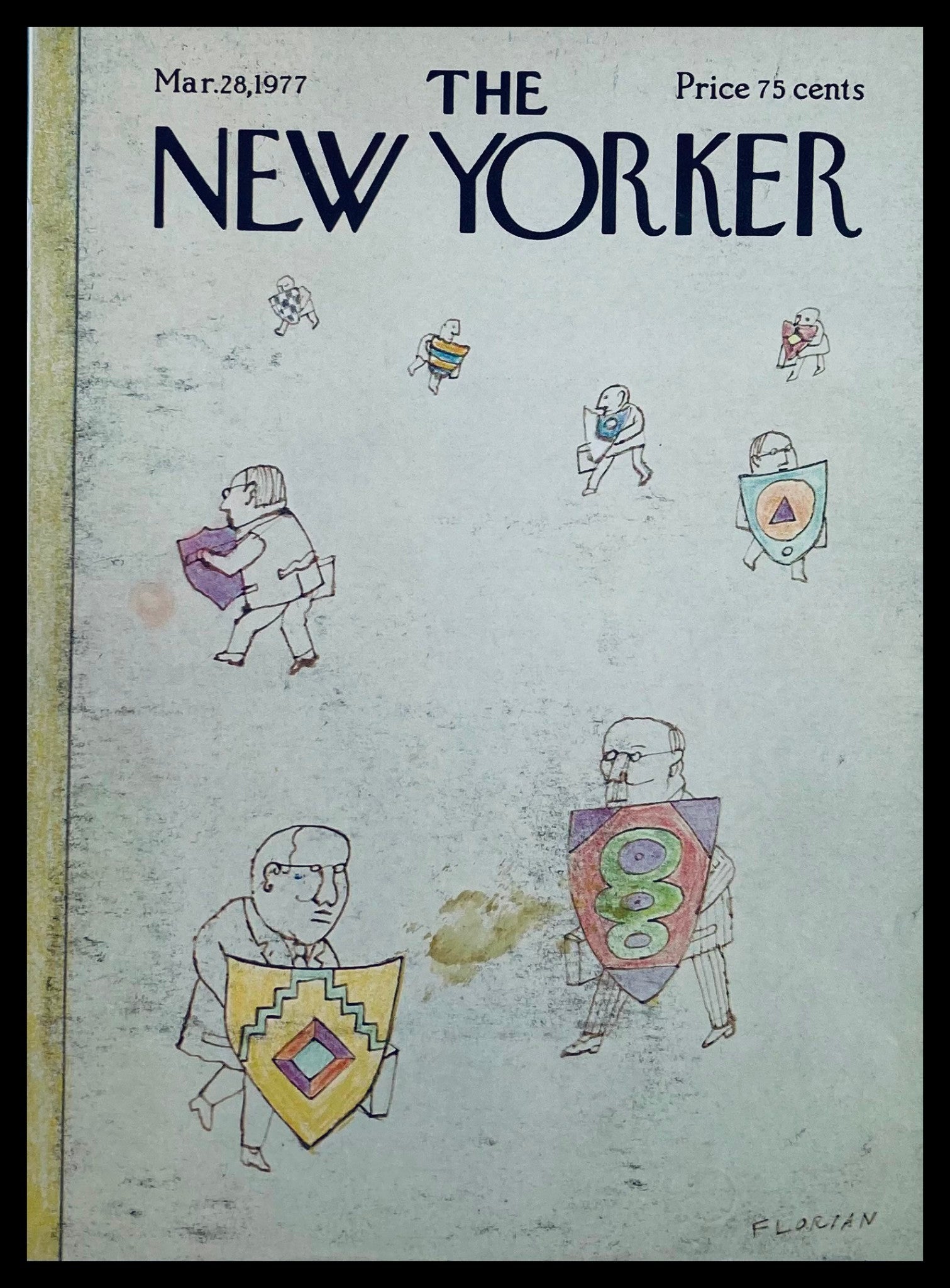 COVER ONLY The New Yorker March 28 1977 Shielded by Douglas Florian No Label