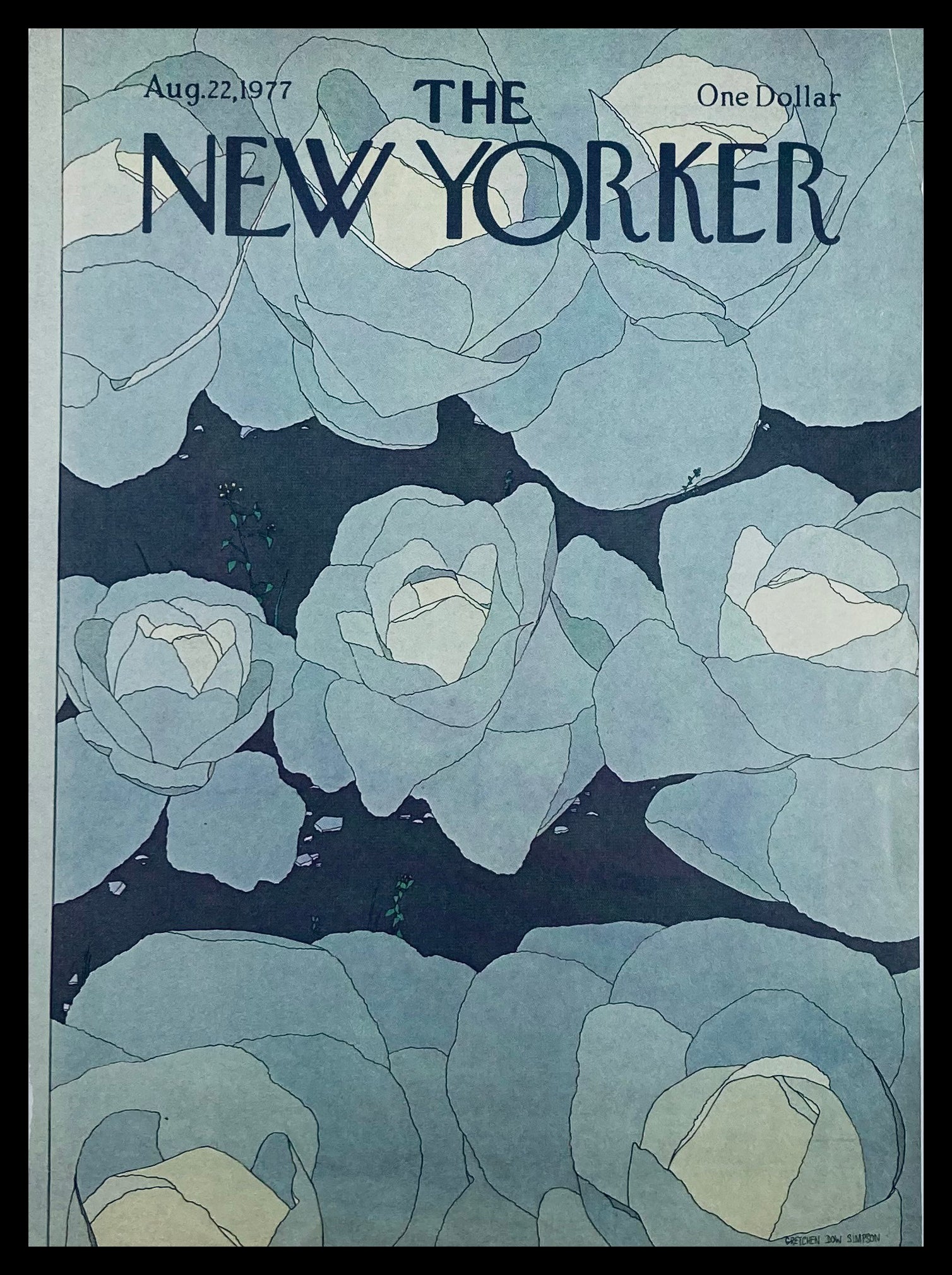 COVER ONLY The New Yorker August 22 1977 Full Bloom by Gretchen Dow Simpson