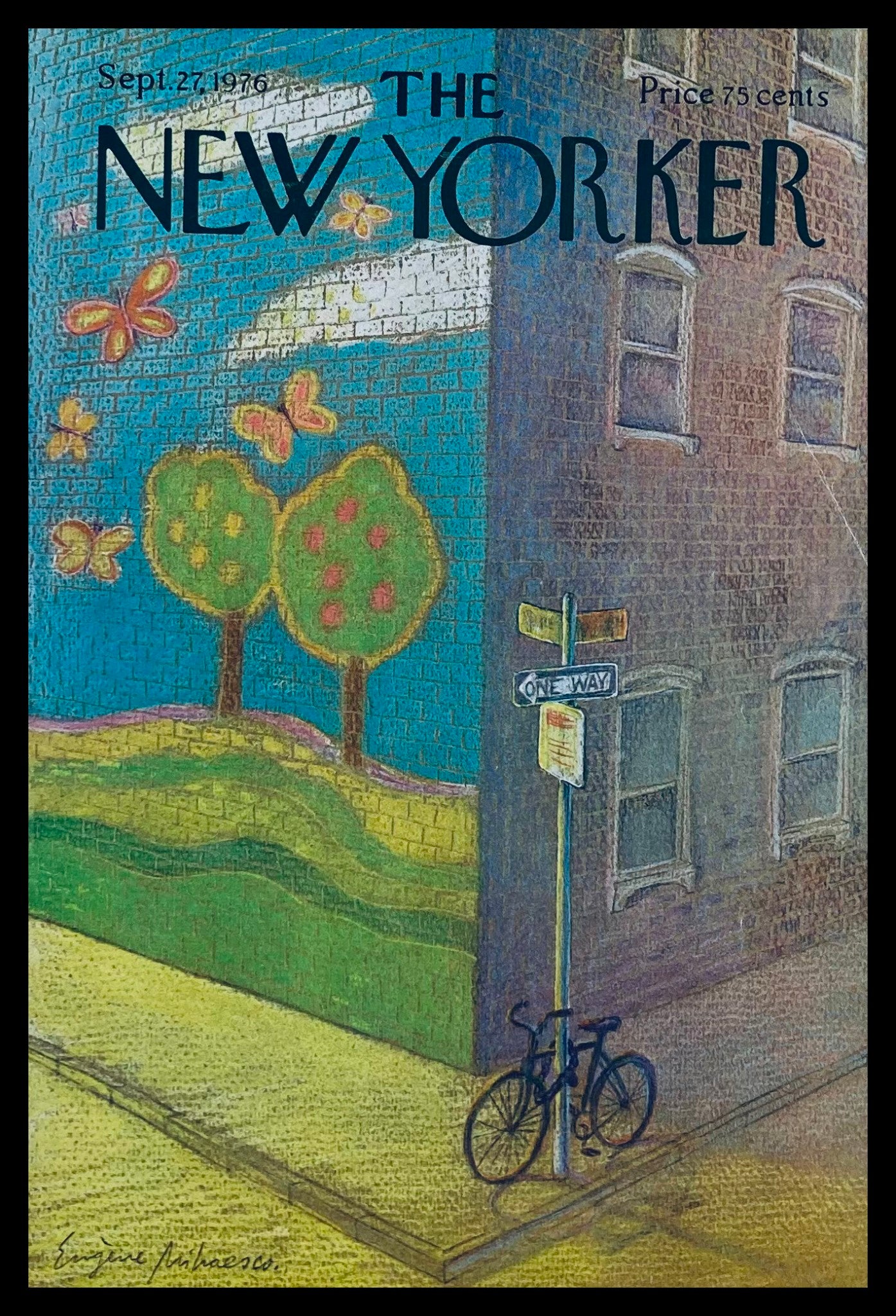 COVER ONLY The New Yorker September 27 1976 Corner Street by Eugene Mihaesco