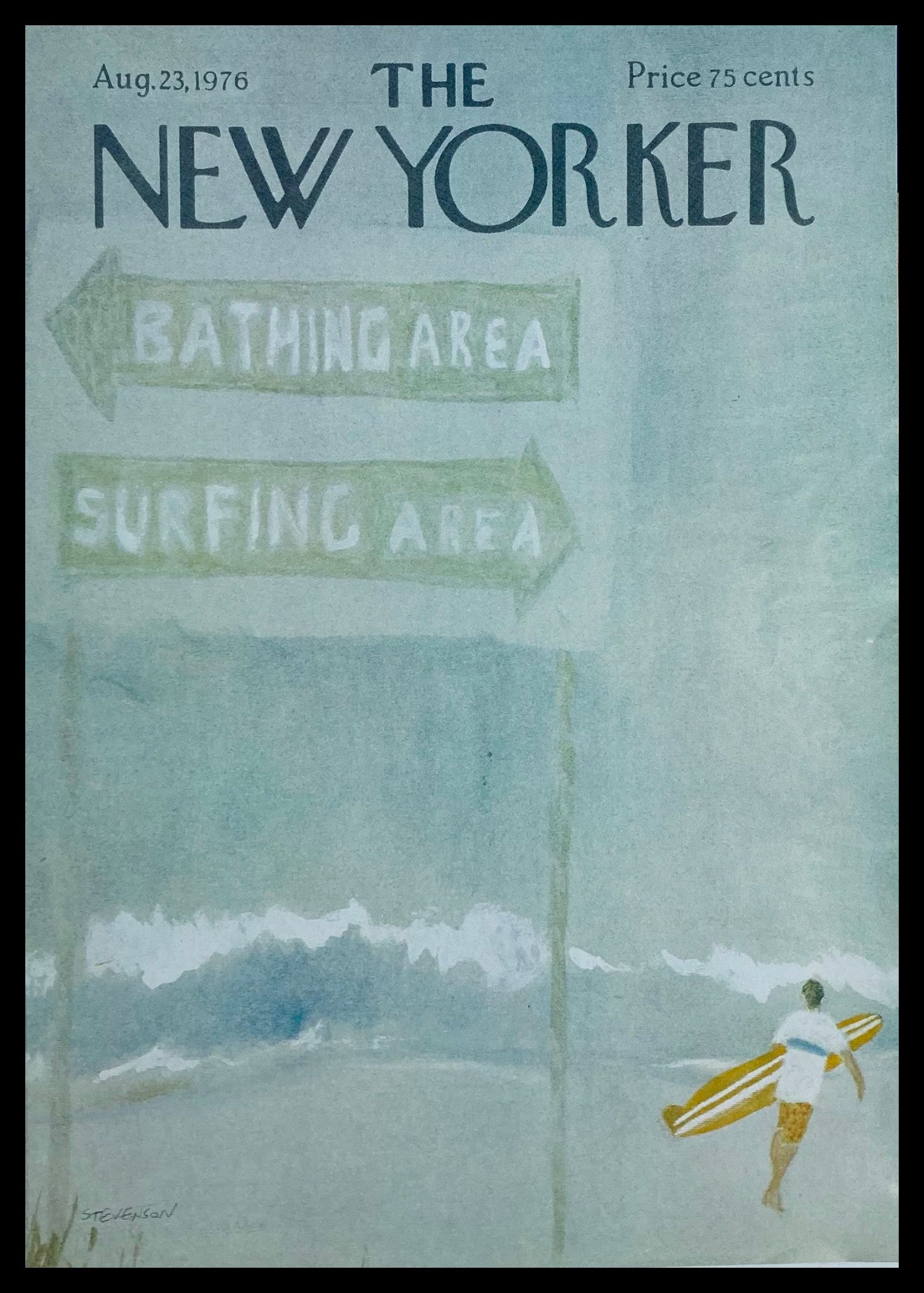 COVER ONLY The New Yorker August 23 1976 Bathing & Surfing Area by J. Stevenson